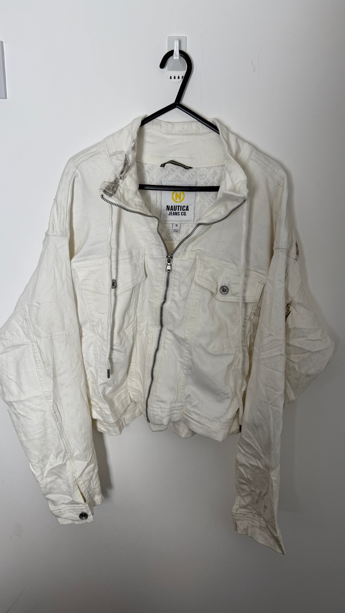 Vintage Nautica Jeans Company White Cropped Denim Jacket