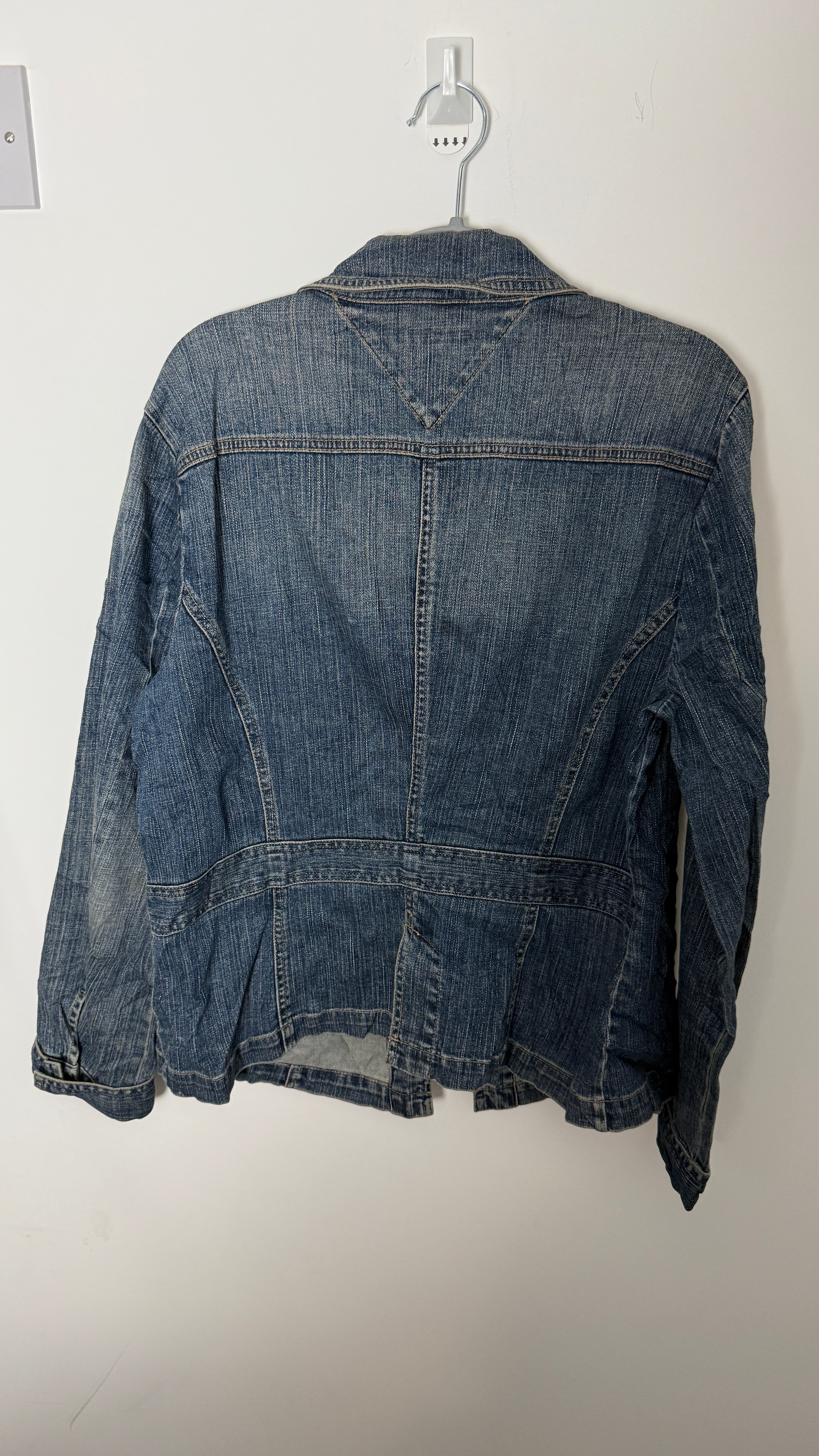 Vintage Tommy Hilfiger Denim Jeans Trucker Jacket Distressed Pattern