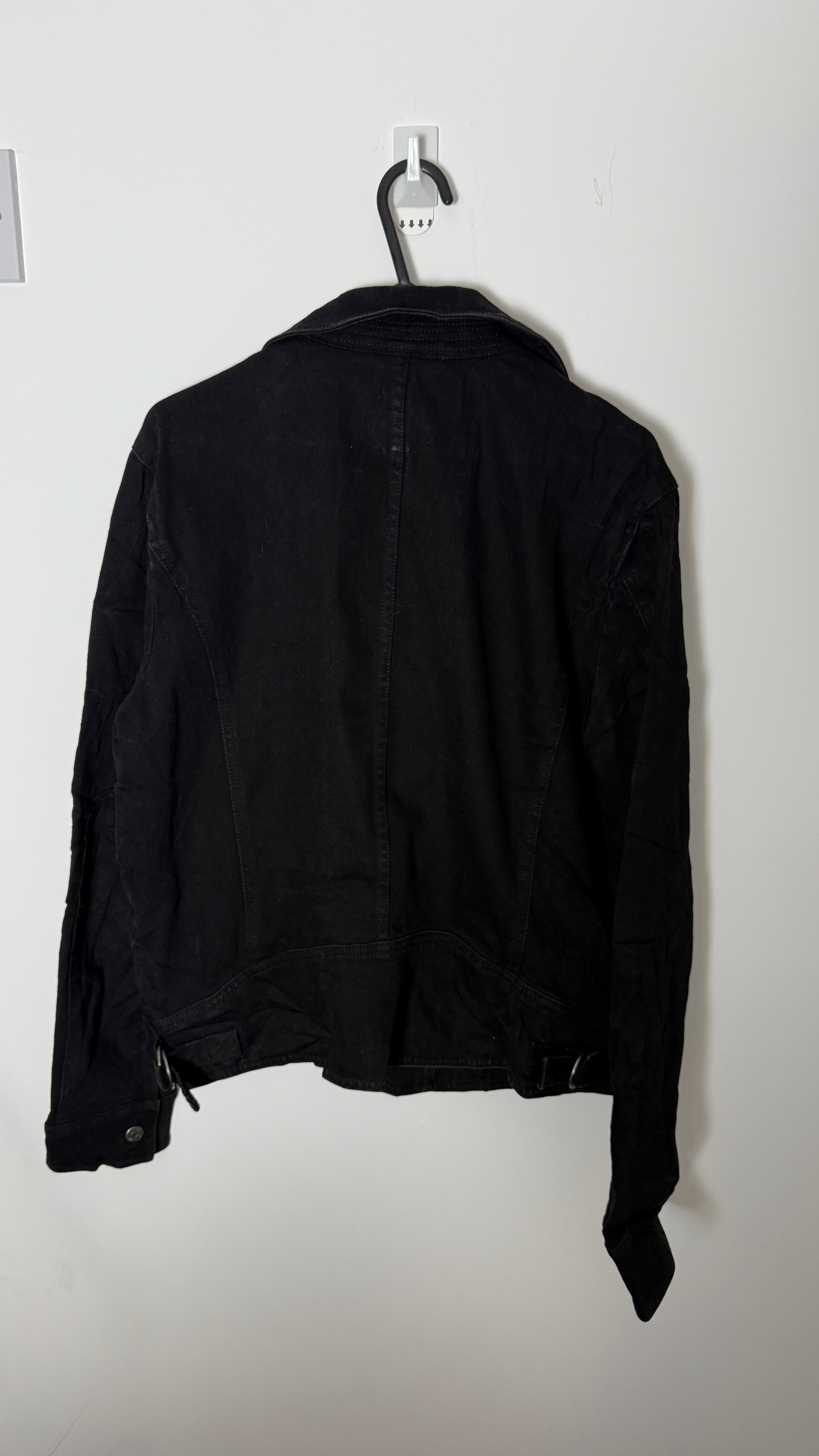 Lauren co by Ralph Lauren Asymetrical zip Denim Jacket with buckles