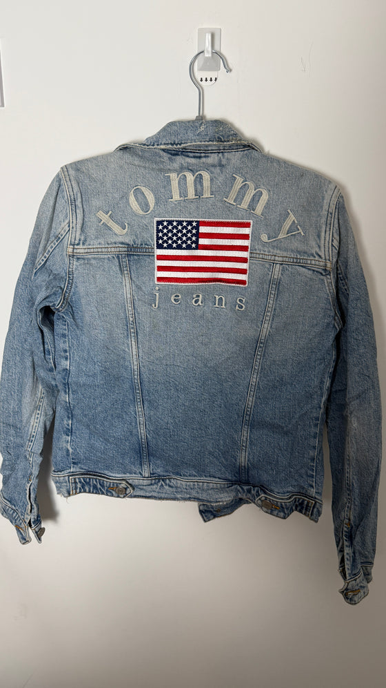 Tommy Hilfiger Vintage back logo American Flag Demin Trucker Jacket