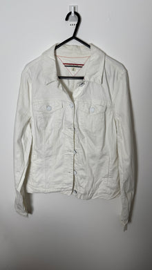  Vintage Womens Tommy Hilfiger White Stretch Denim Jacket