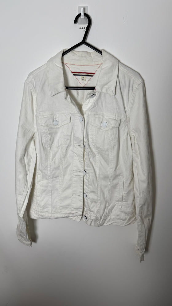 Vintage Womens Tommy Hilfiger White Stretch Denim Jacket