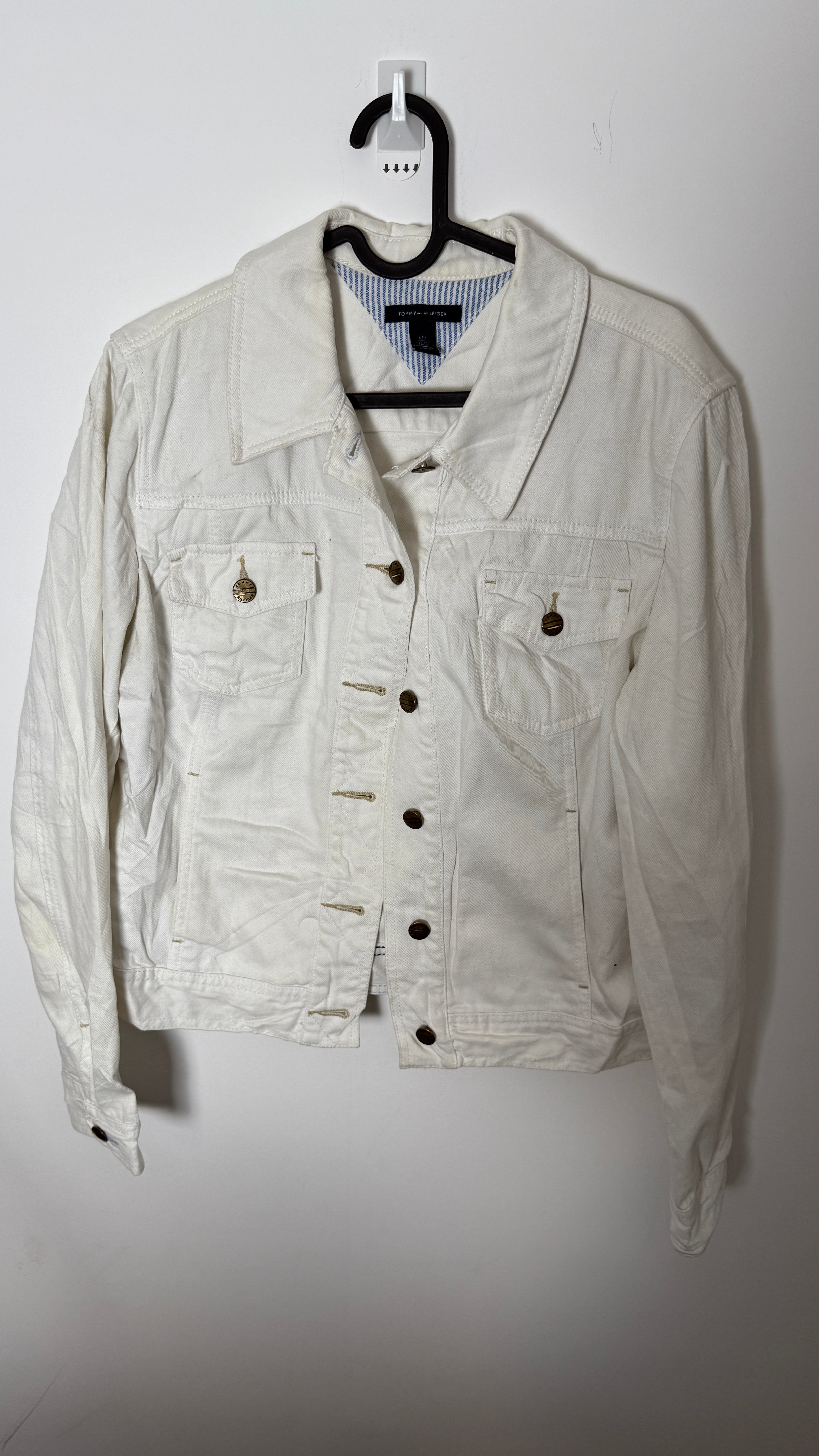 Vintage Tommy Hilfiger White Slim Denim Jacket