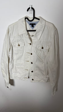  Vintage Tommy Hilfiger White Slim Denim Jacket With Buckle