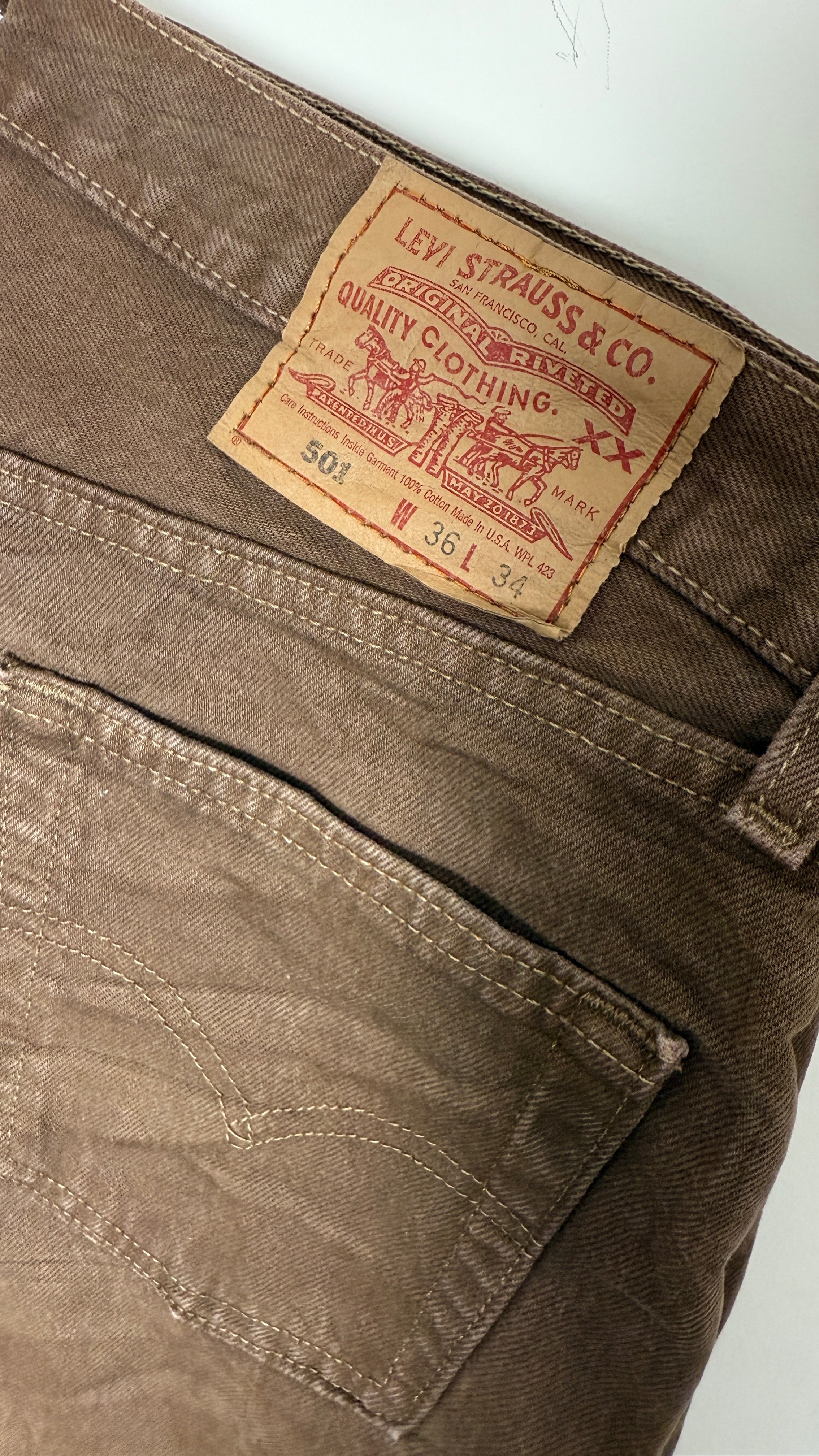 Vintage Levi's 501 XX, USA Made, Disstressed Denim Jeans - W36 L30