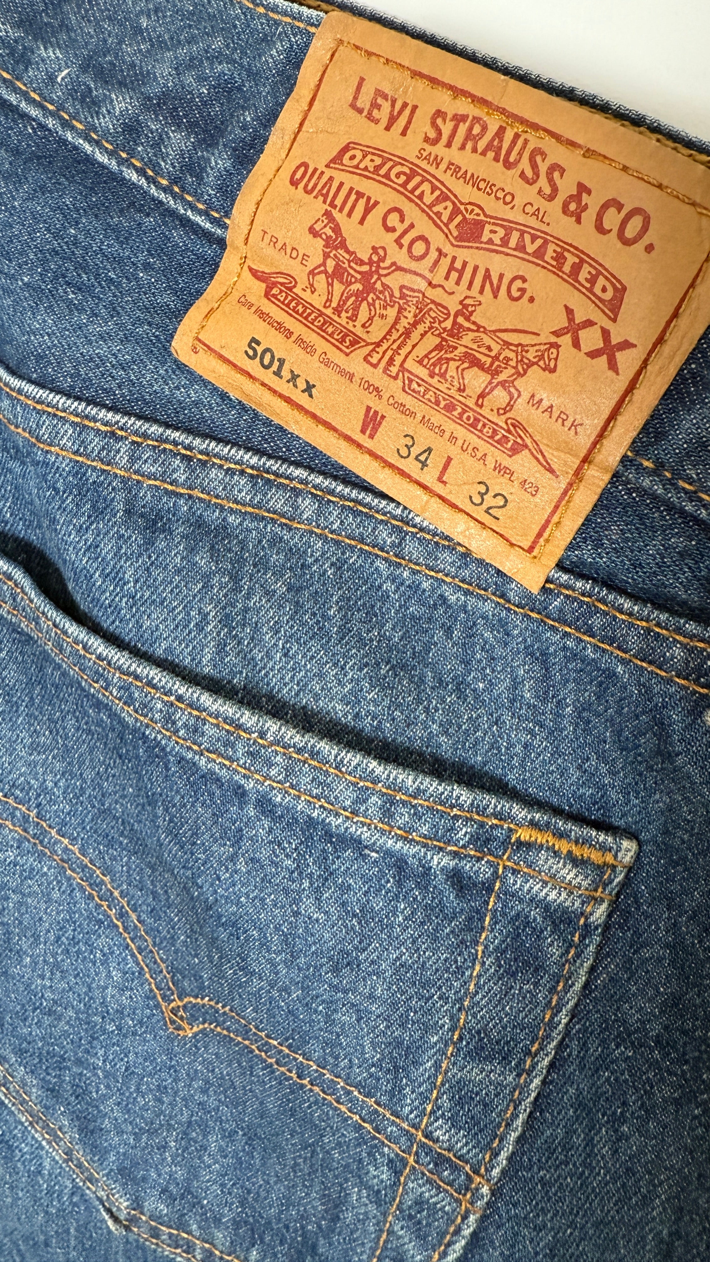 Vintage Levi's 501 XX, USA Made Demin Jeans - W34 L28