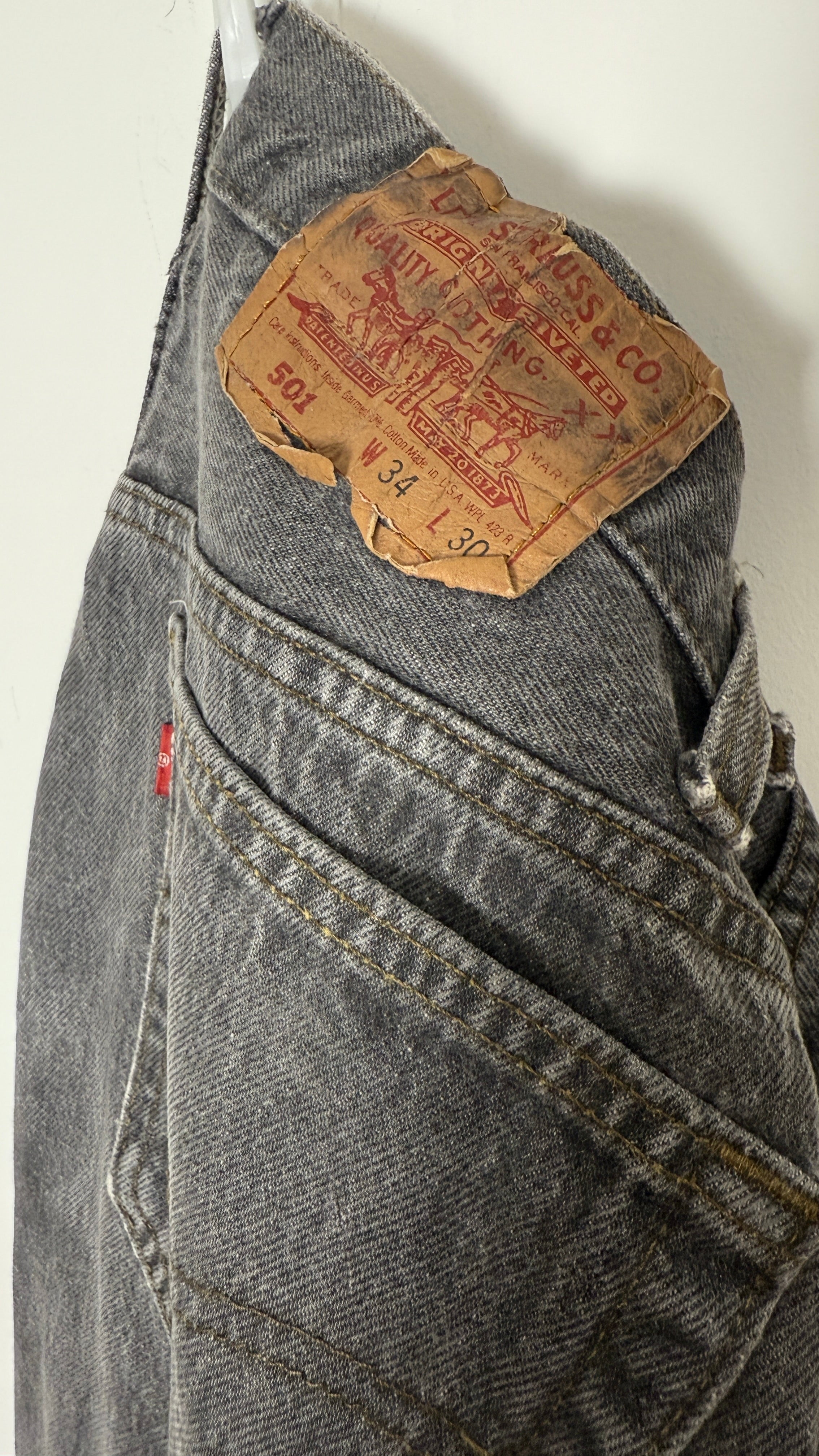 Vintage Levi's 501 XX, USA Made, Disstressed Denim Jeans - W34 L30