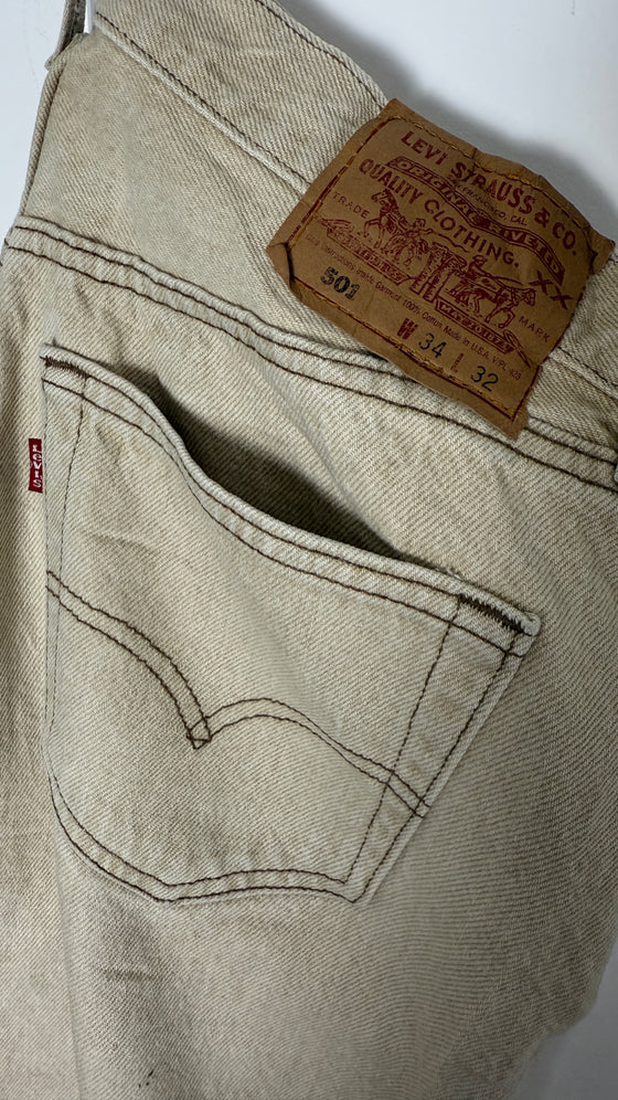 Rare Vintage Levi's 501 XX, USA Made, Demin Jeans - Camel - W34 L32