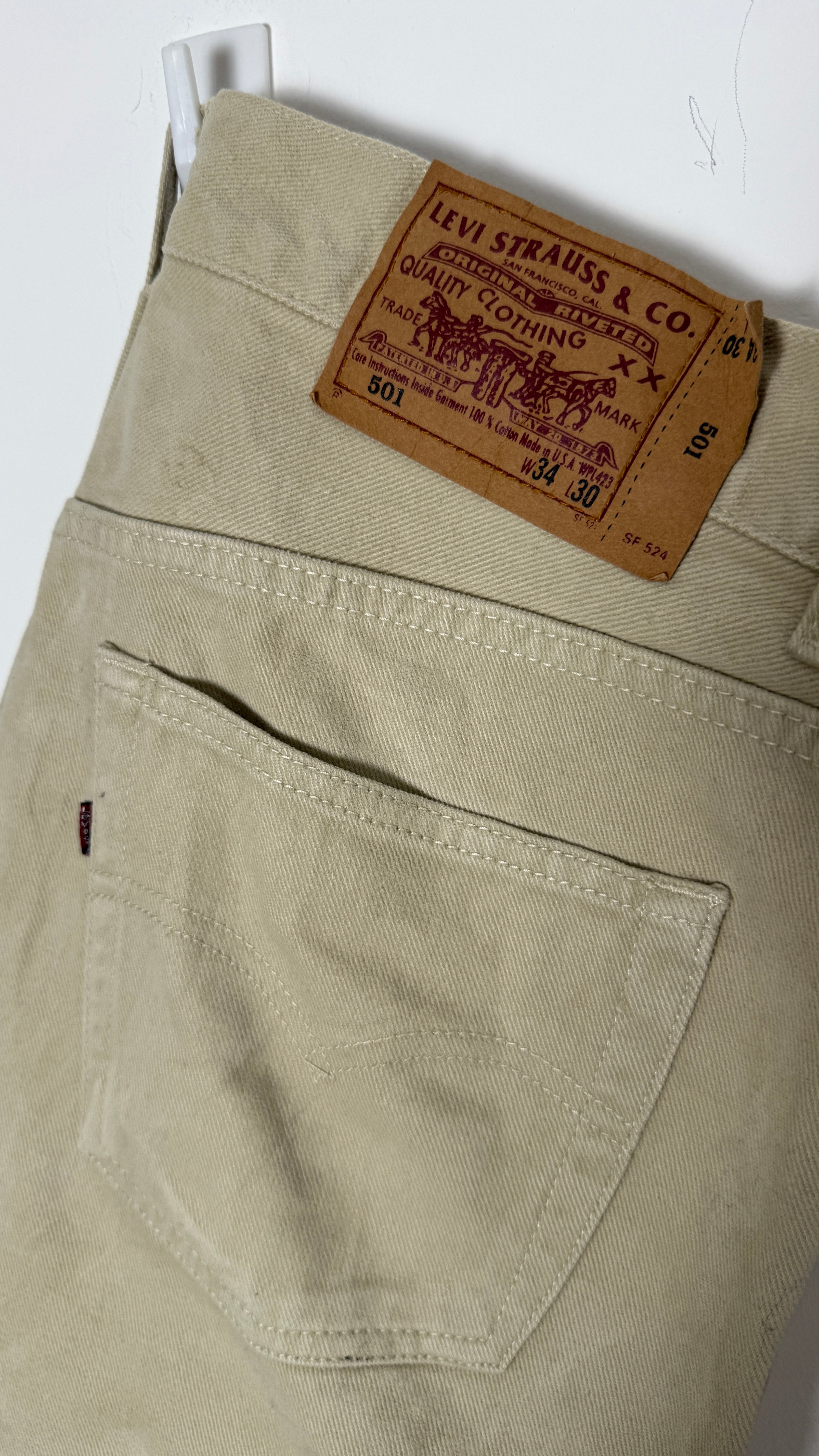 Vintage Levi's 501 XX, USA Made, Denim Jeans - Camel - W34 L29