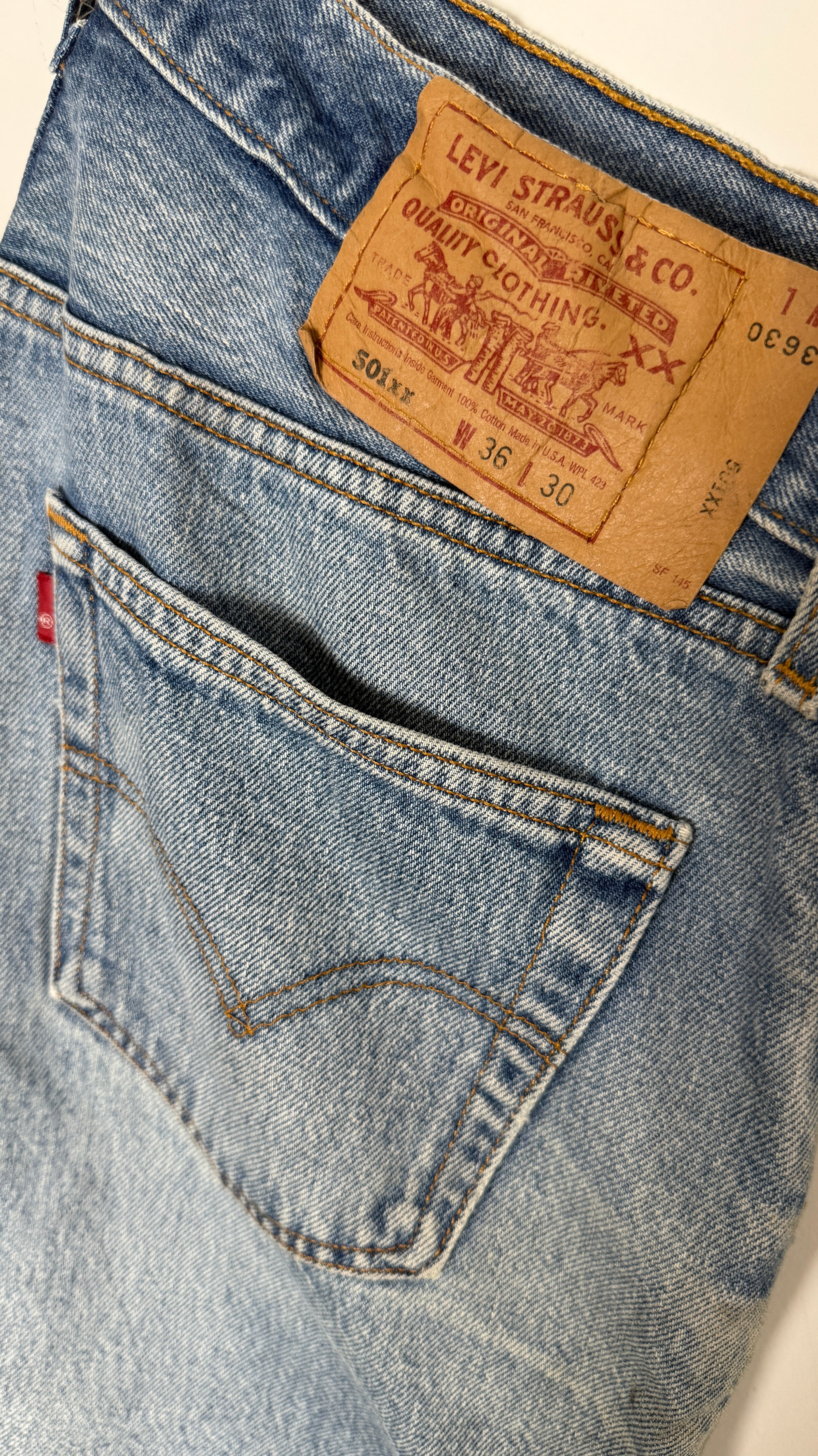 Rare Vintage Levi's 501 XX, USA Made Denim Jeans - Faded Light Blue - W27 L34