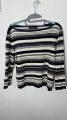 Lauren by Ralph Lauren 1/4 Sleeved Top - Navy blue and White Stripes