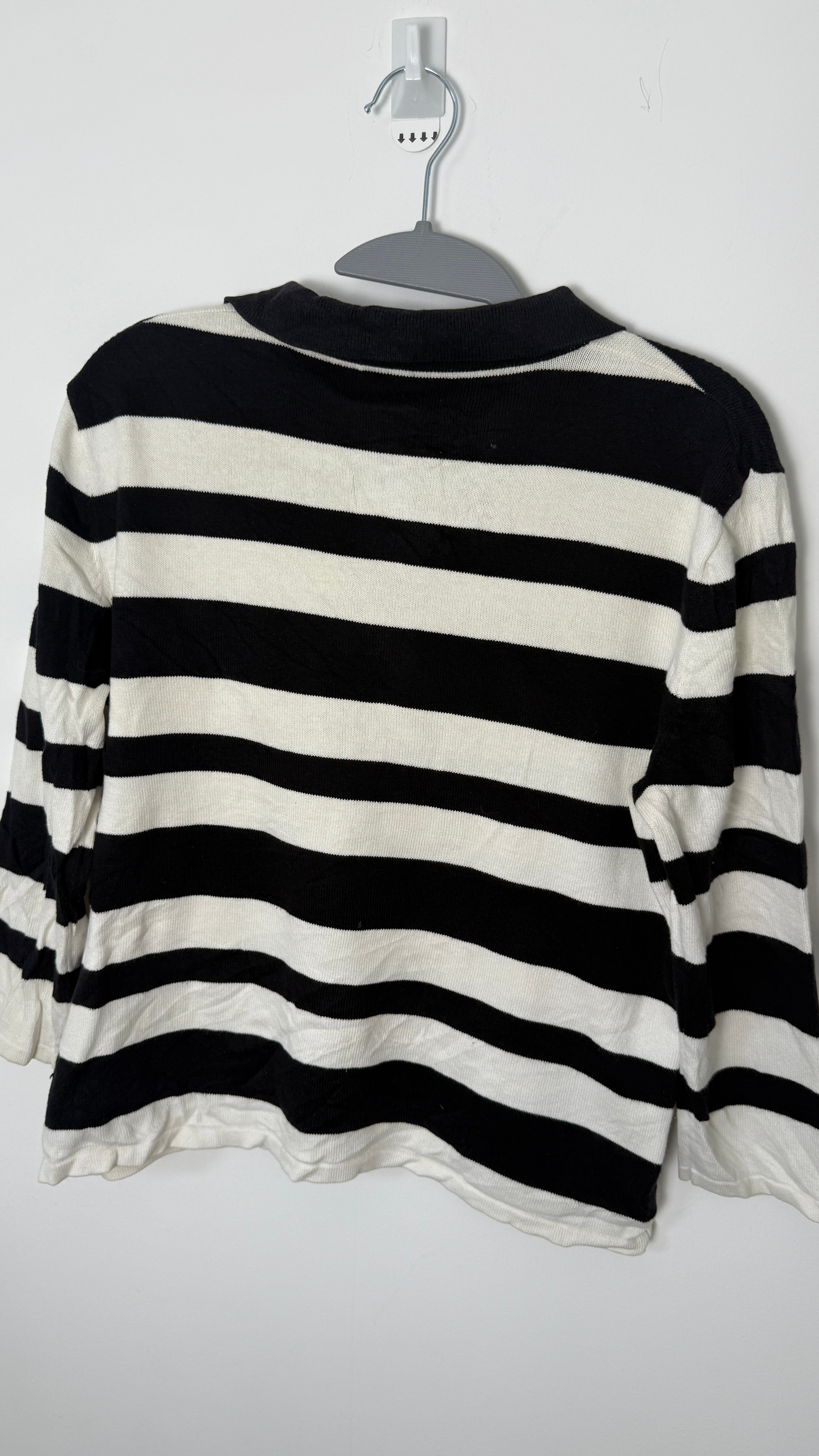 Lauren by Ralph Lauren 1/4 Sleeved Top - Black and White Stripes