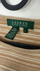 Lauren by Ralph Lauren Full Sleeved Top - White and Brown Stripes