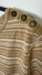 Lauren by Ralph Lauren Full Sleeved Top - White and Brown Stripes