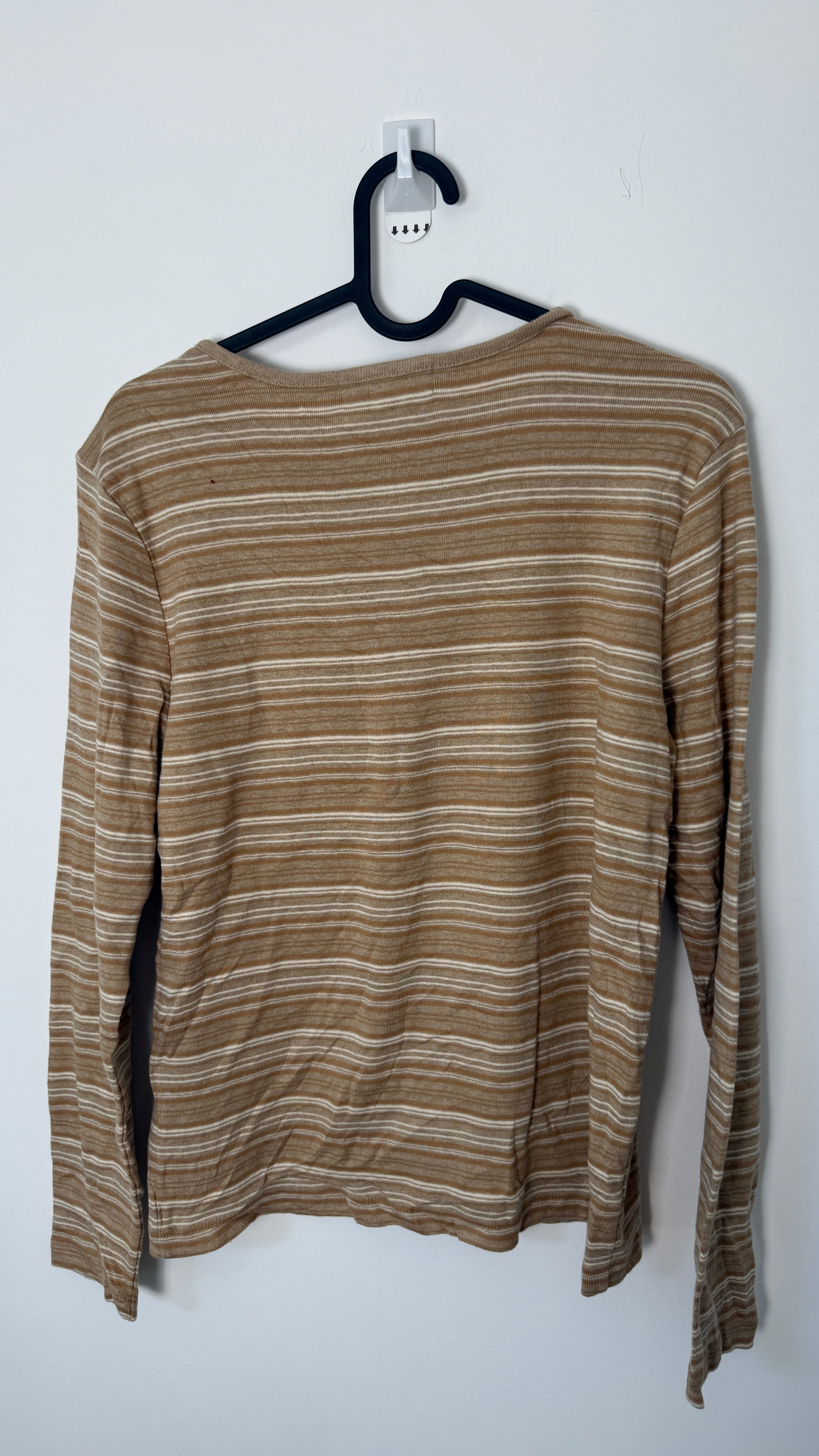 Lauren by Ralph Lauren Full Sleeved Top - White and Brown Stripes