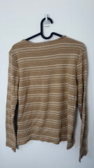 Lauren by Ralph Lauren Full Sleeved Top - White and Brown Stripes