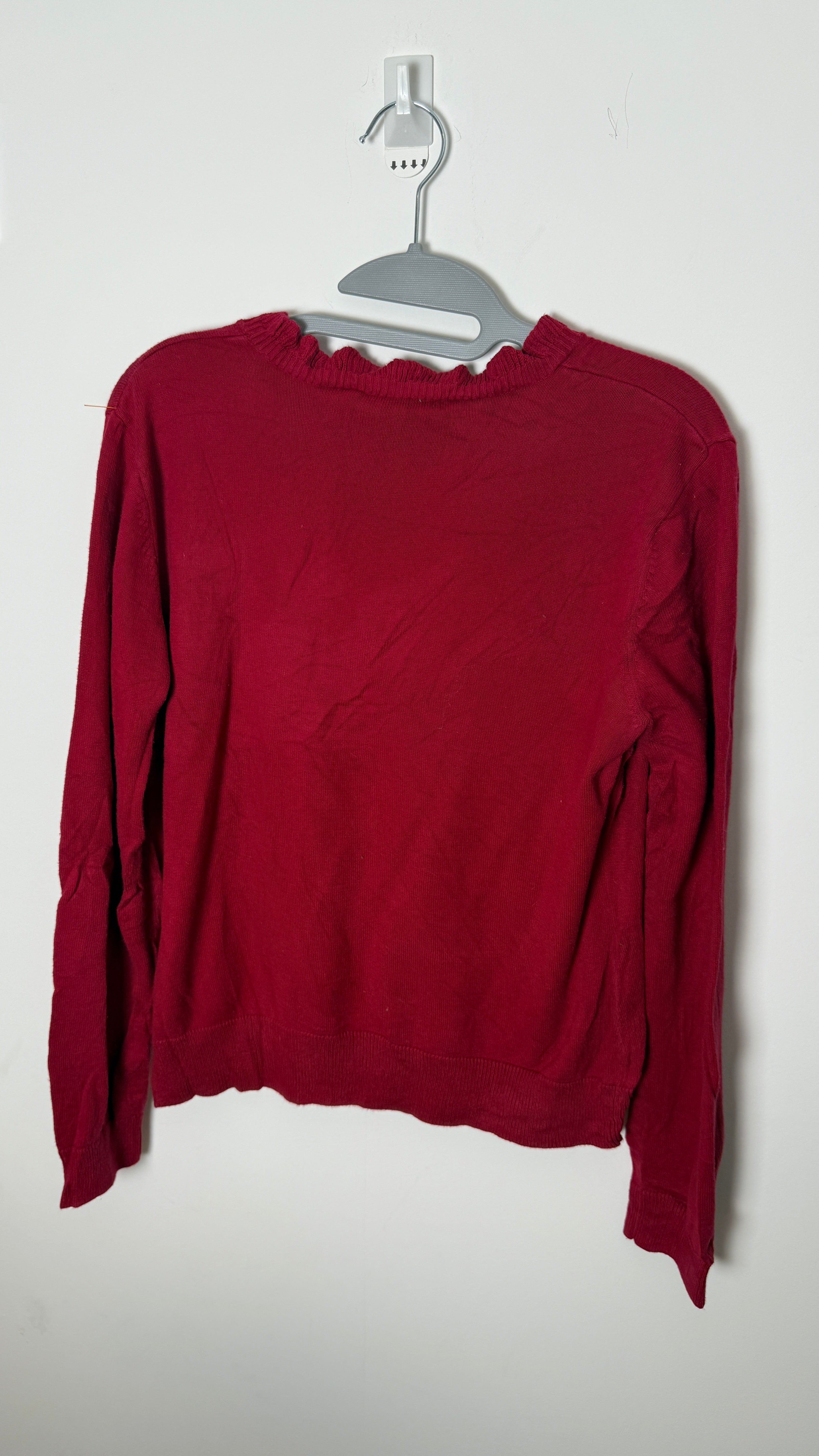 Lauren by Ralph Lauren Long Sleeved Top Ruffle Collar - Red