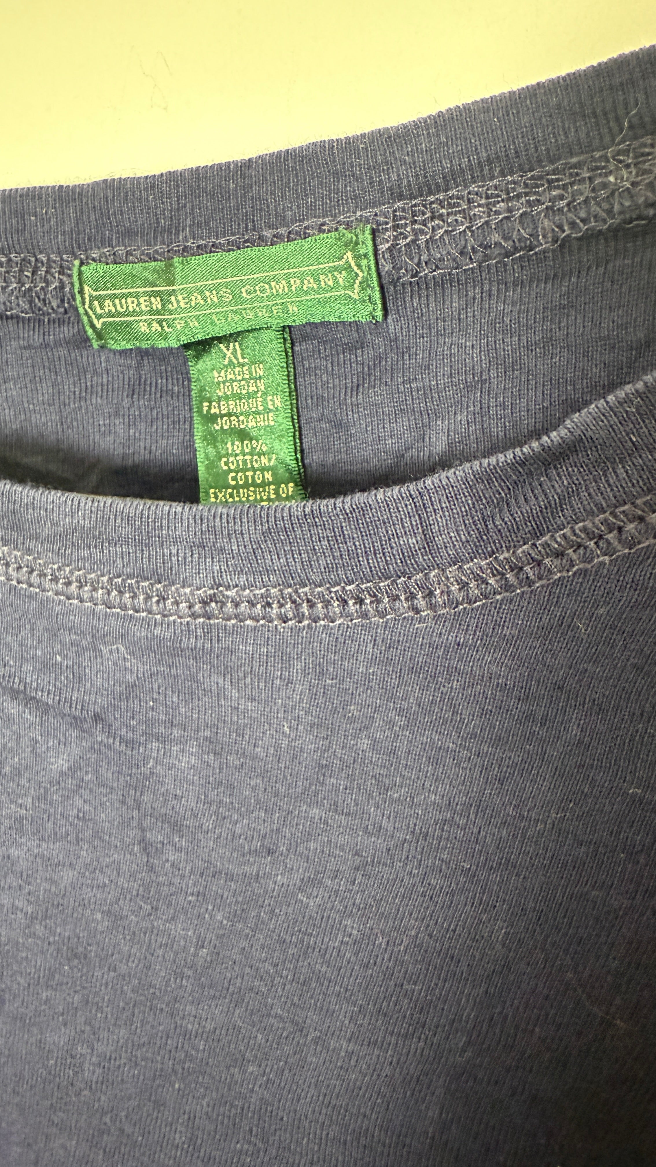 Lauren by Ralph Lauren Long Sleeved Top Blue with Dark brown Accent and zipper shoulder