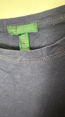 Lauren by Ralph Lauren Long Sleeved Top Blue with Dark brown Accent and zipper shoulder