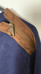 Lauren by Ralph Lauren Long Sleeved Top Blue with Dark brown Accent and zipper shoulder