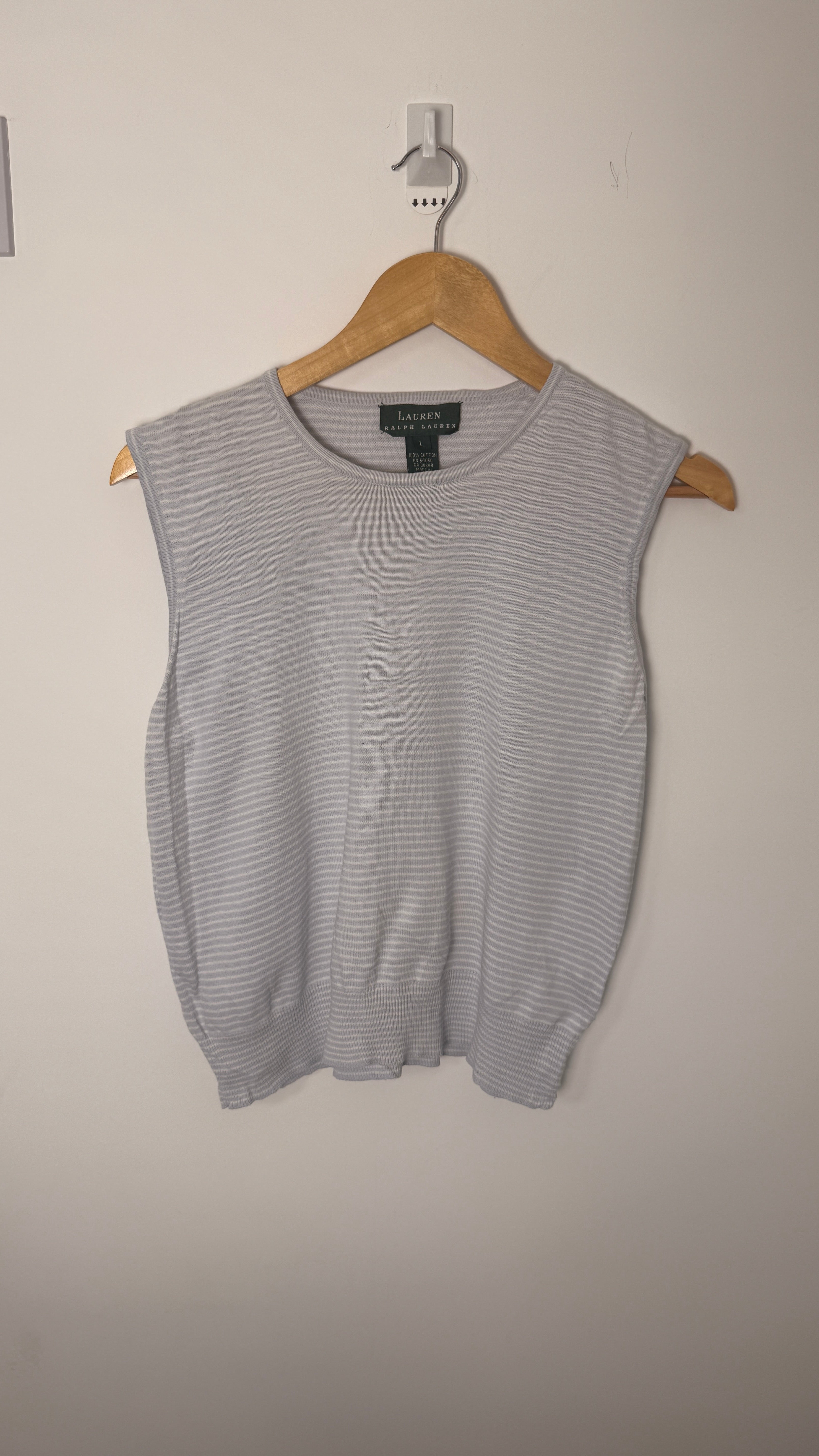 Lauren by Ralph Lauren White and Blue Stripe Vest