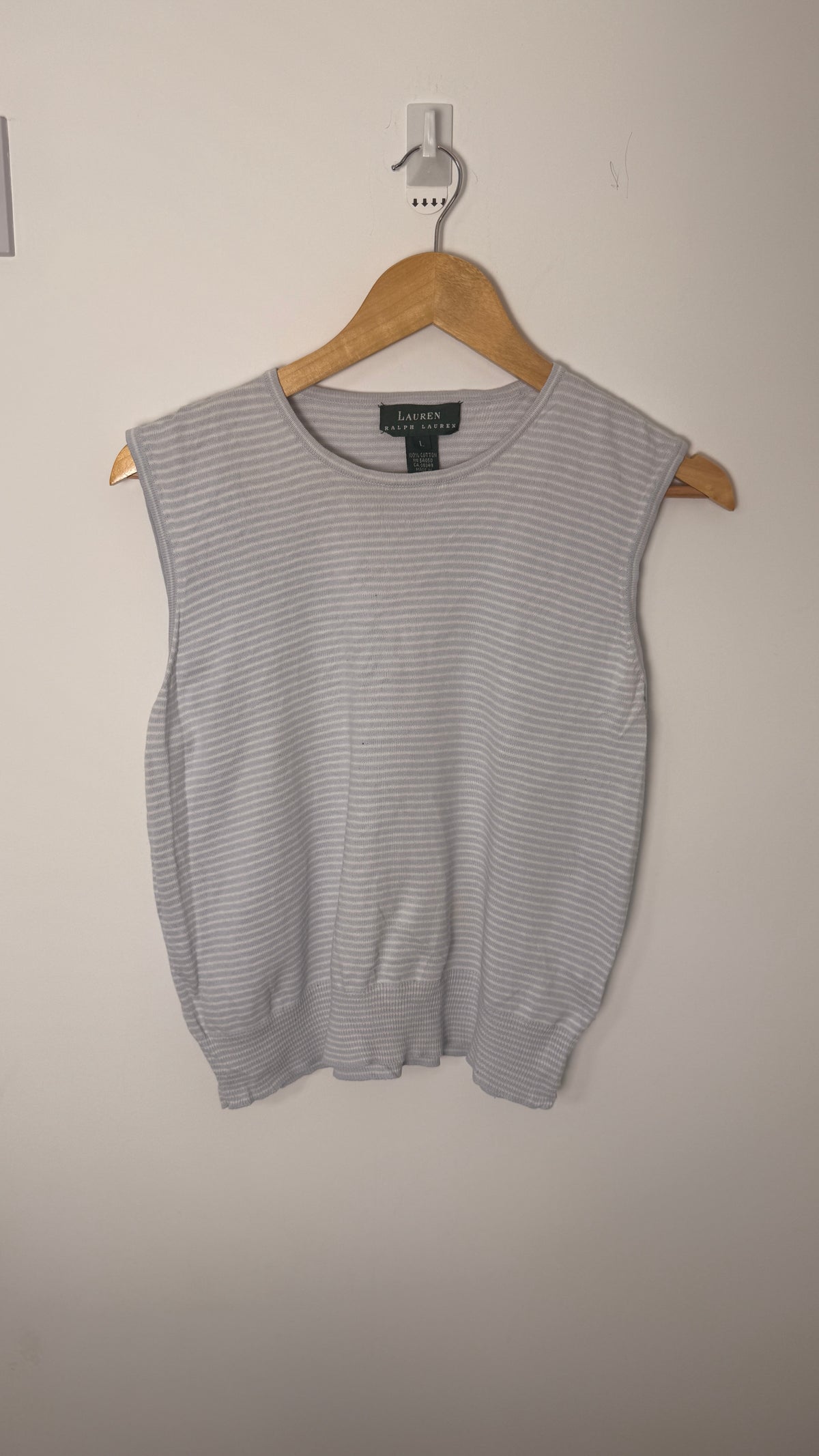 Lauren by Ralph Lauren White and Blue Stripe Vest