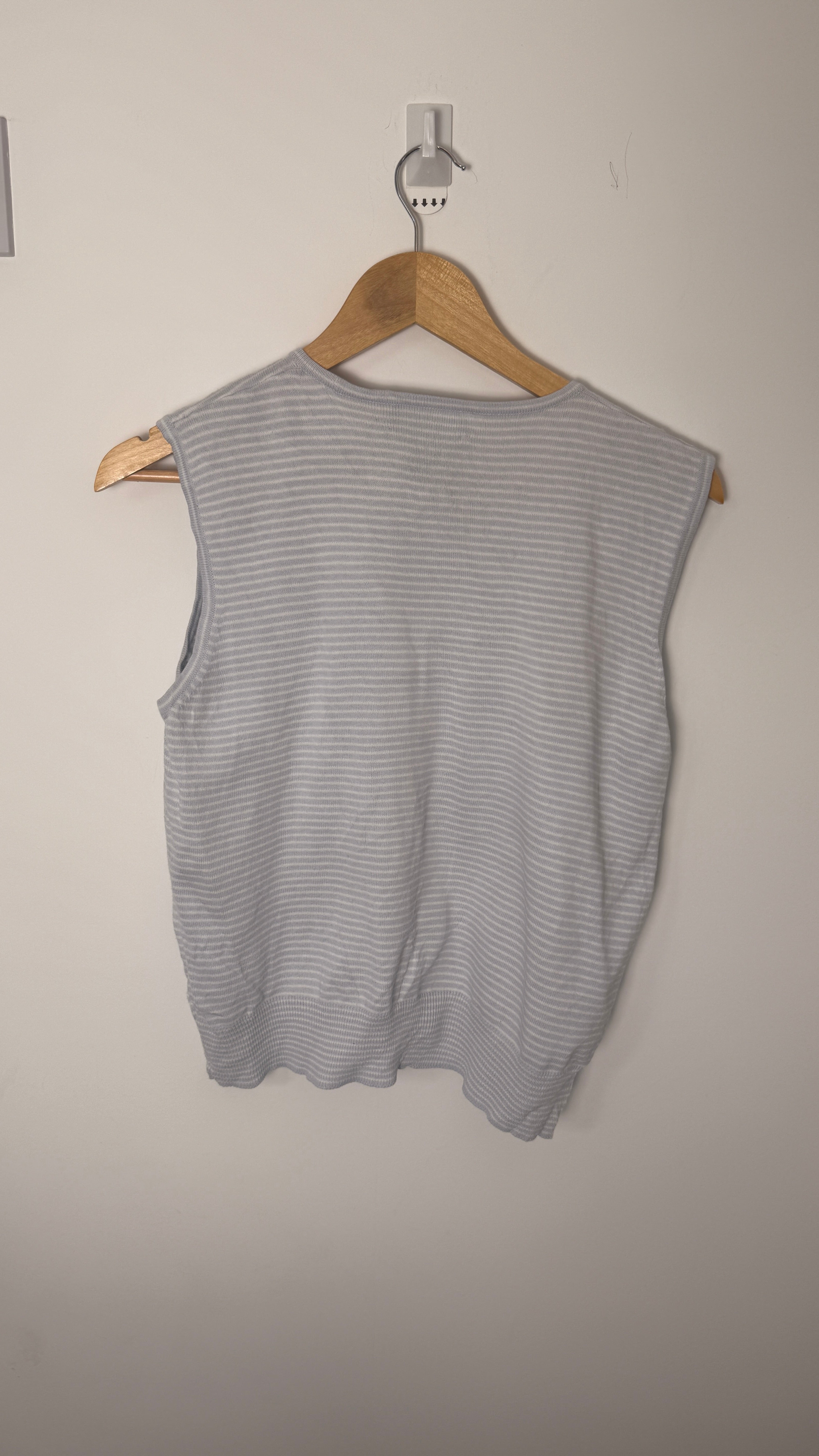 Lauren by Ralph Lauren White and Blue Stripe Vest