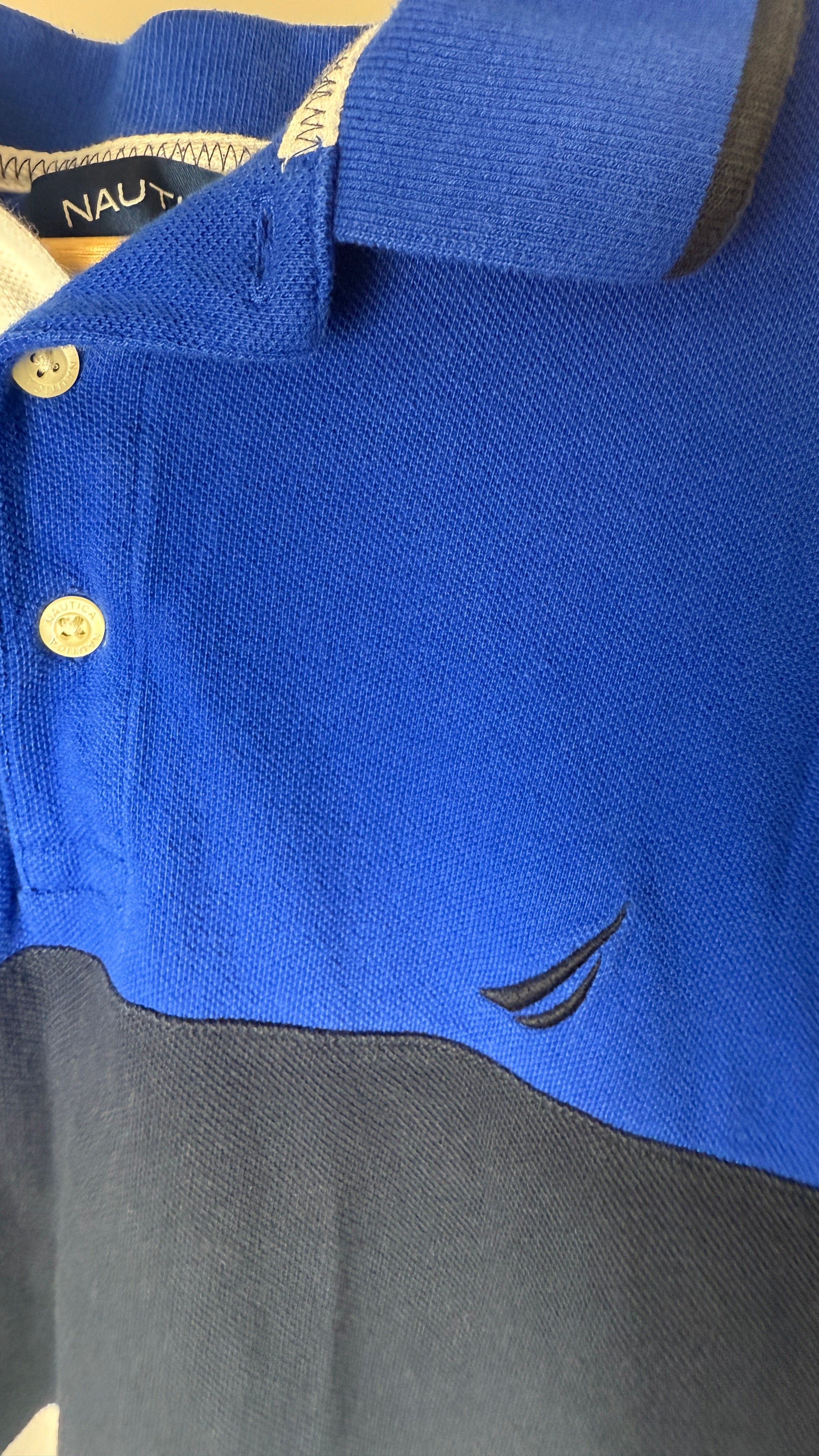 Nautica Polo T-shirt Black Three Tone Blue white navy