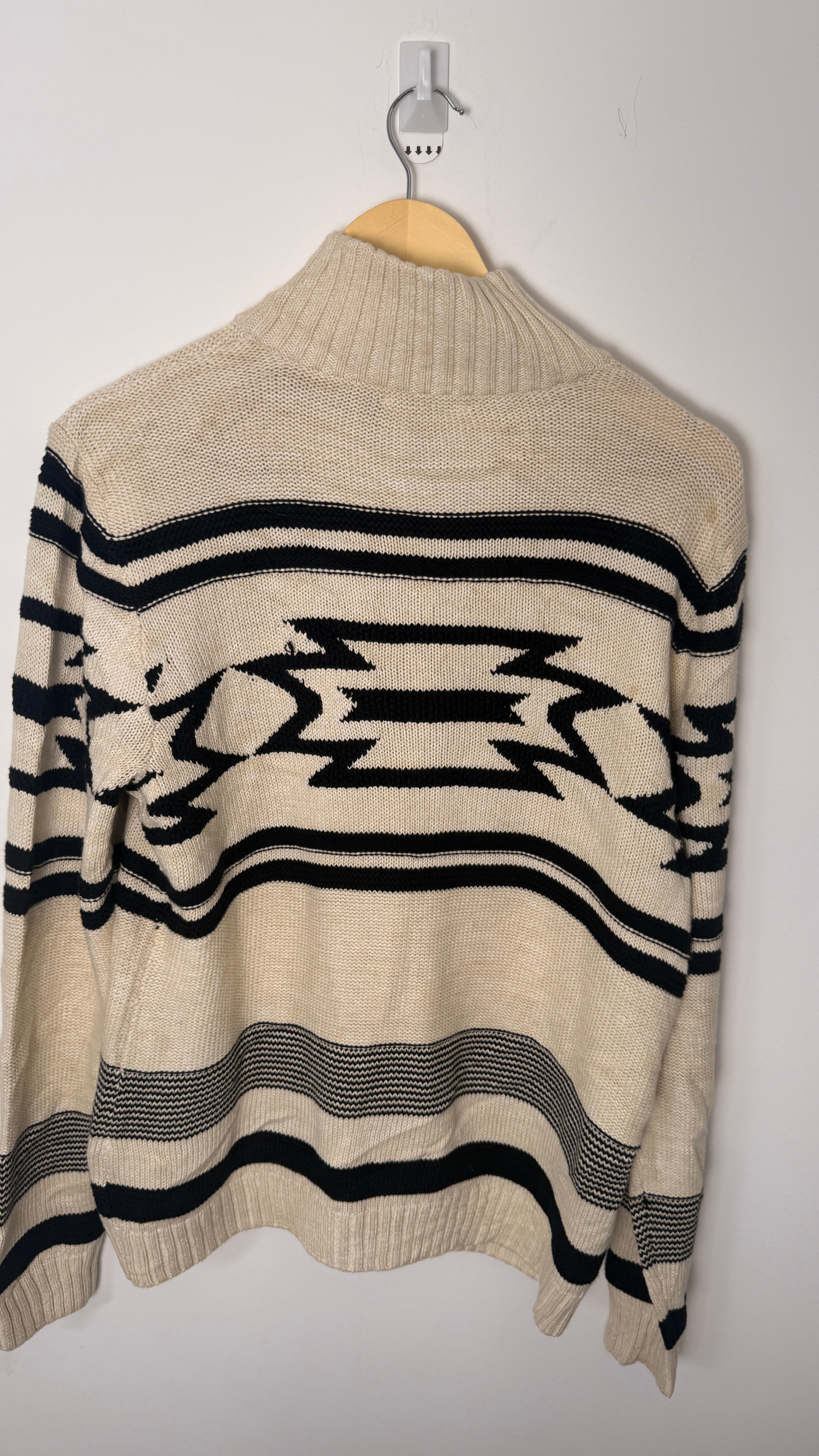 Lauren by Ralph Lauren Long Sleeved Abstract Shape Cream Zip Up Jumper