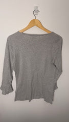 Lauren by Ralph Lauren 3/4 Bell Sleeve Grey White Top