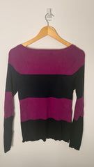 Lauren by Ralph Lauren Pink and Black Striped Long Sleeve Top