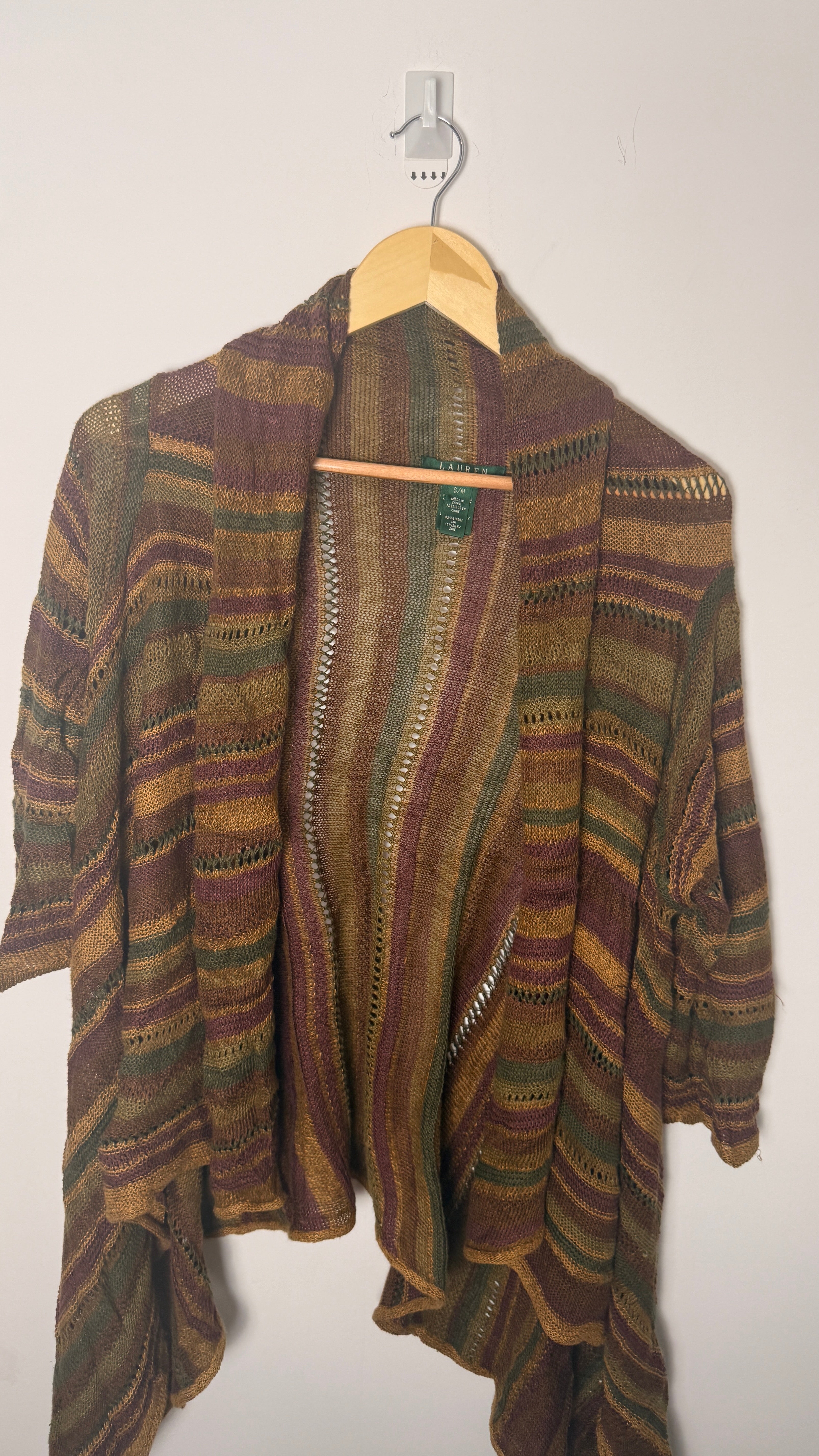 Lauren by Ralph Lauren Y2K Boho Open Linen Cardigan