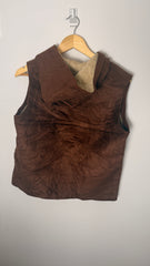 Lauren by Ralph Lauren Brown Suede Hooded Vest with Fleece Interior