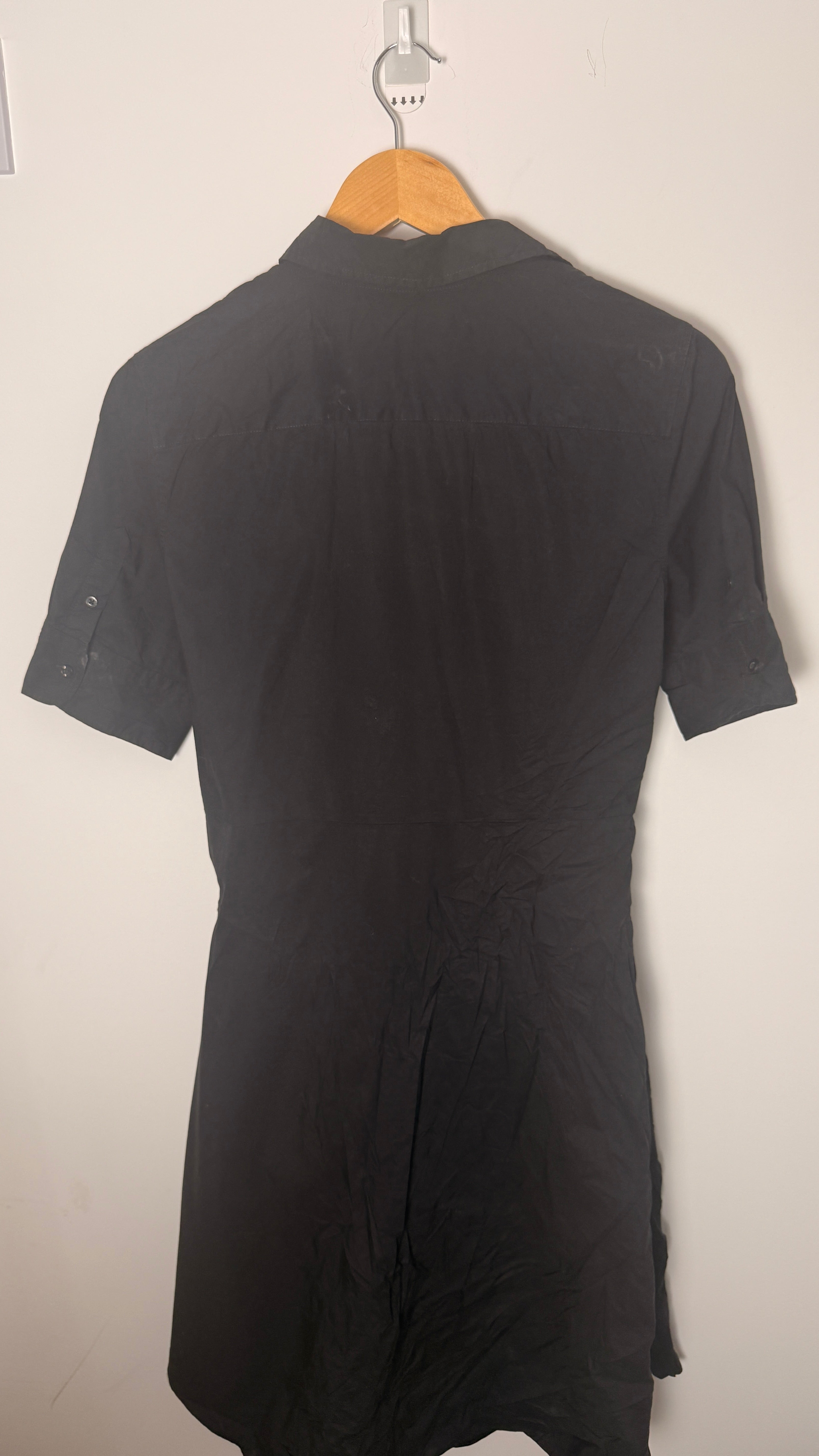 Lauren by Ralph Lauren Black Shirt Dress with Waist Tie