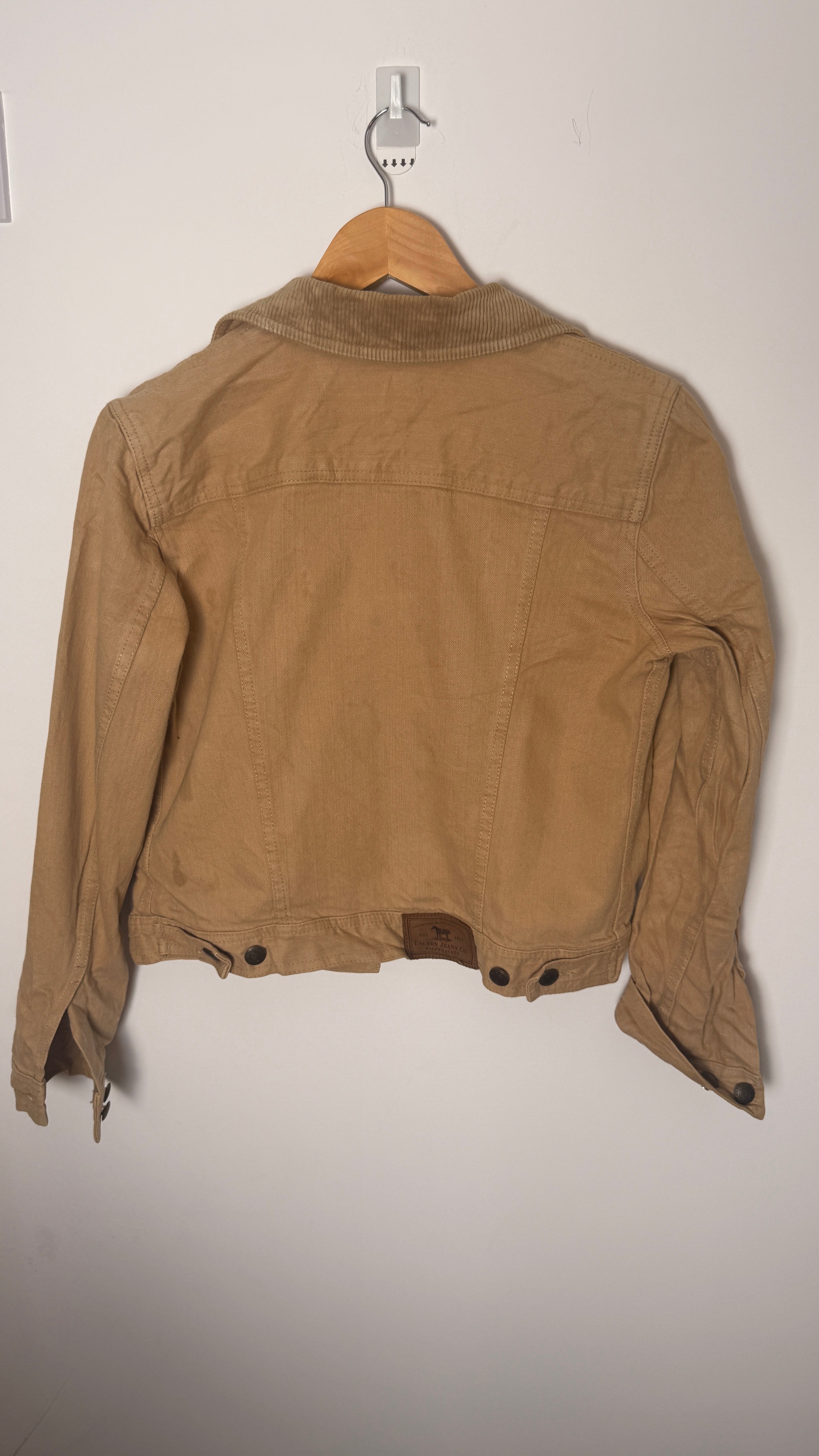 Lauren by Ralph Lauren Petite Camel Denim Jacket with Corduroy Collar