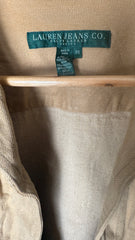 Lauren by Ralph Lauren Petite Camel Denim Jacket with Corduroy Collar