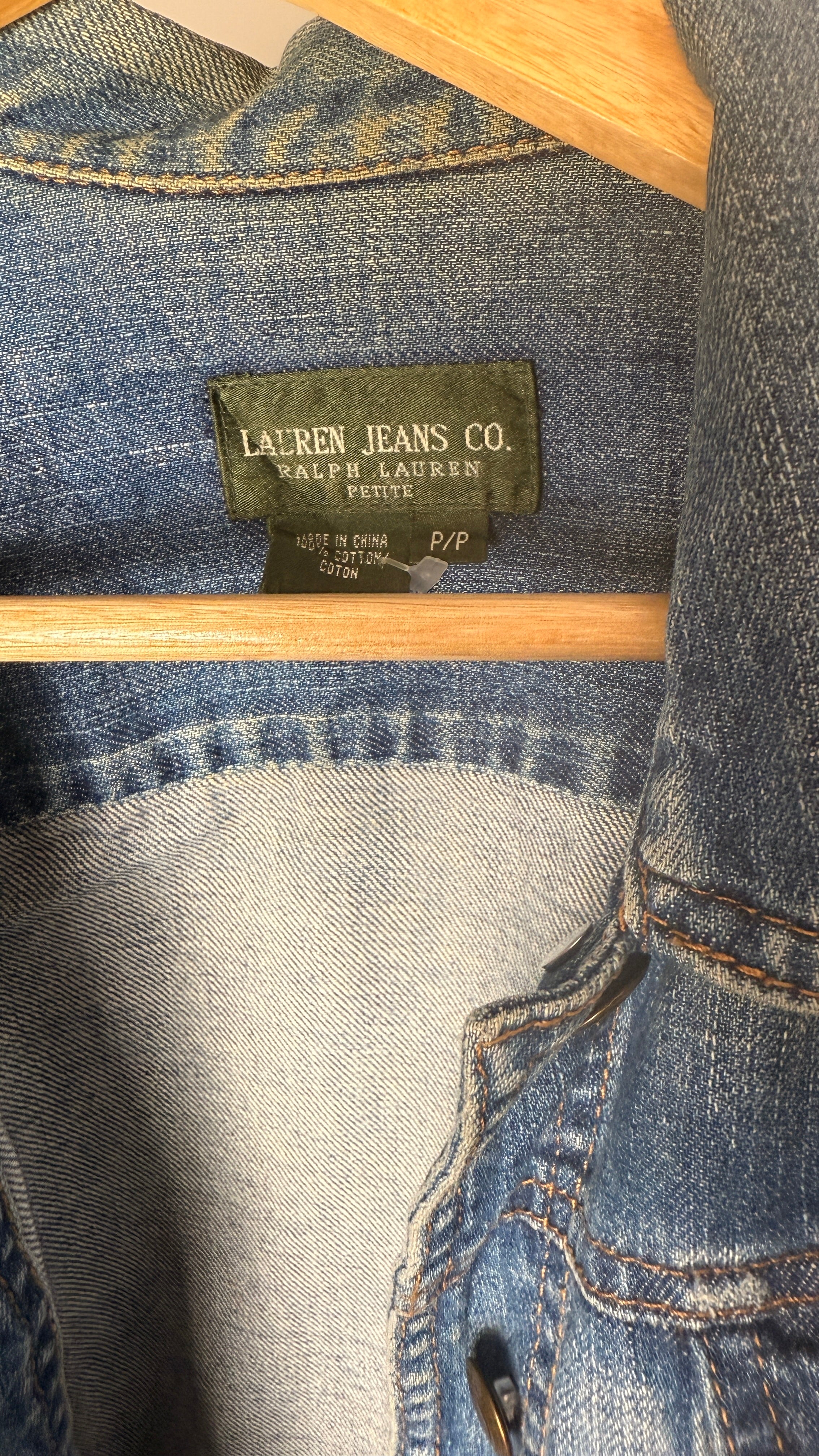 Lauren by Ralph Lauren Blue Denim Jacket with Bedazzled Belt