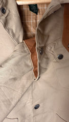 Lauren by Ralph Lauren Denim Camel Jacket with 100% Leather Cognac Cuffs