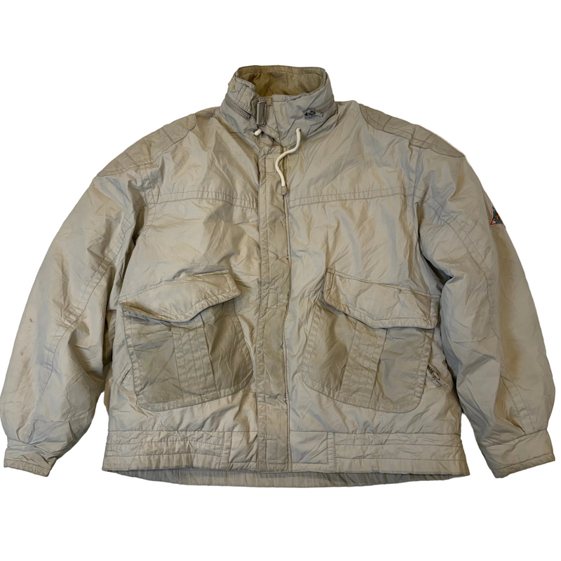London Fog Cream Puffer Jacket with Blue Lining