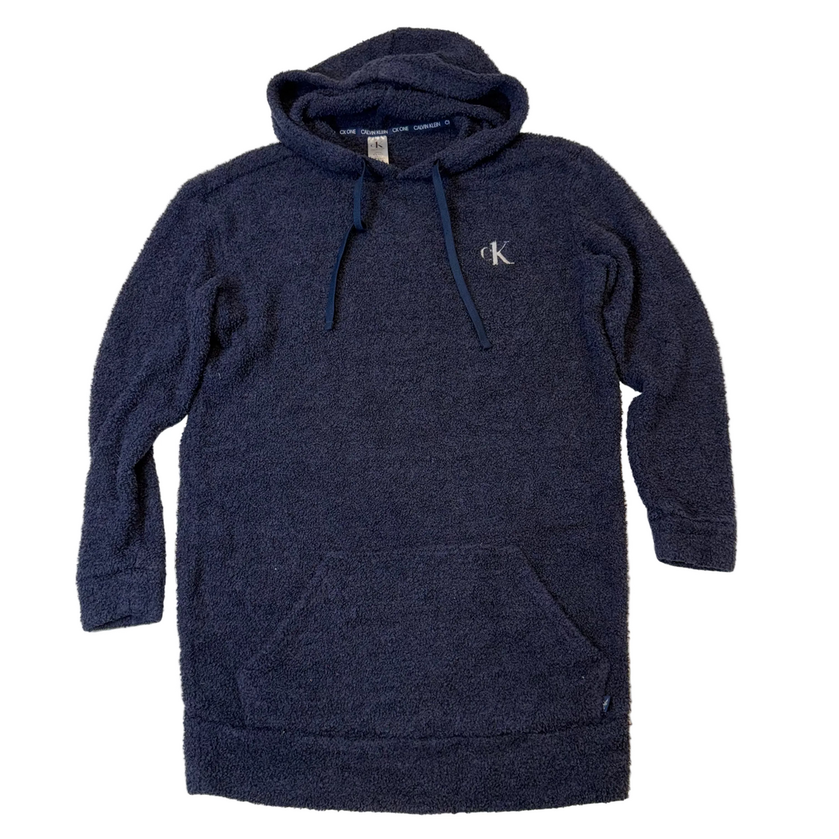 Calvin Klein Grey Teddy Fleece Hoodie Dress