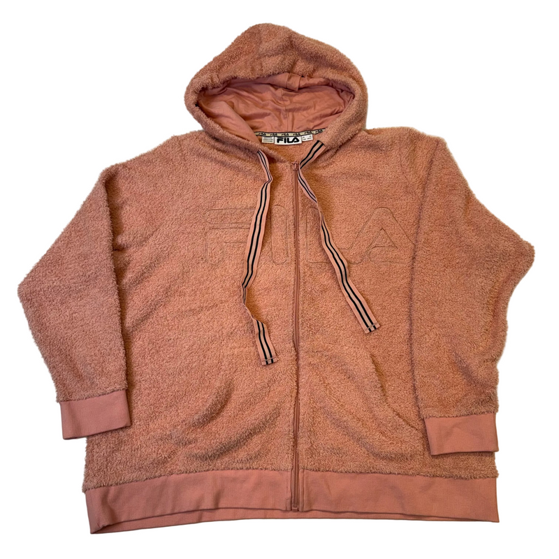 FILA Pink Teddy Fleece Zip Hoodie