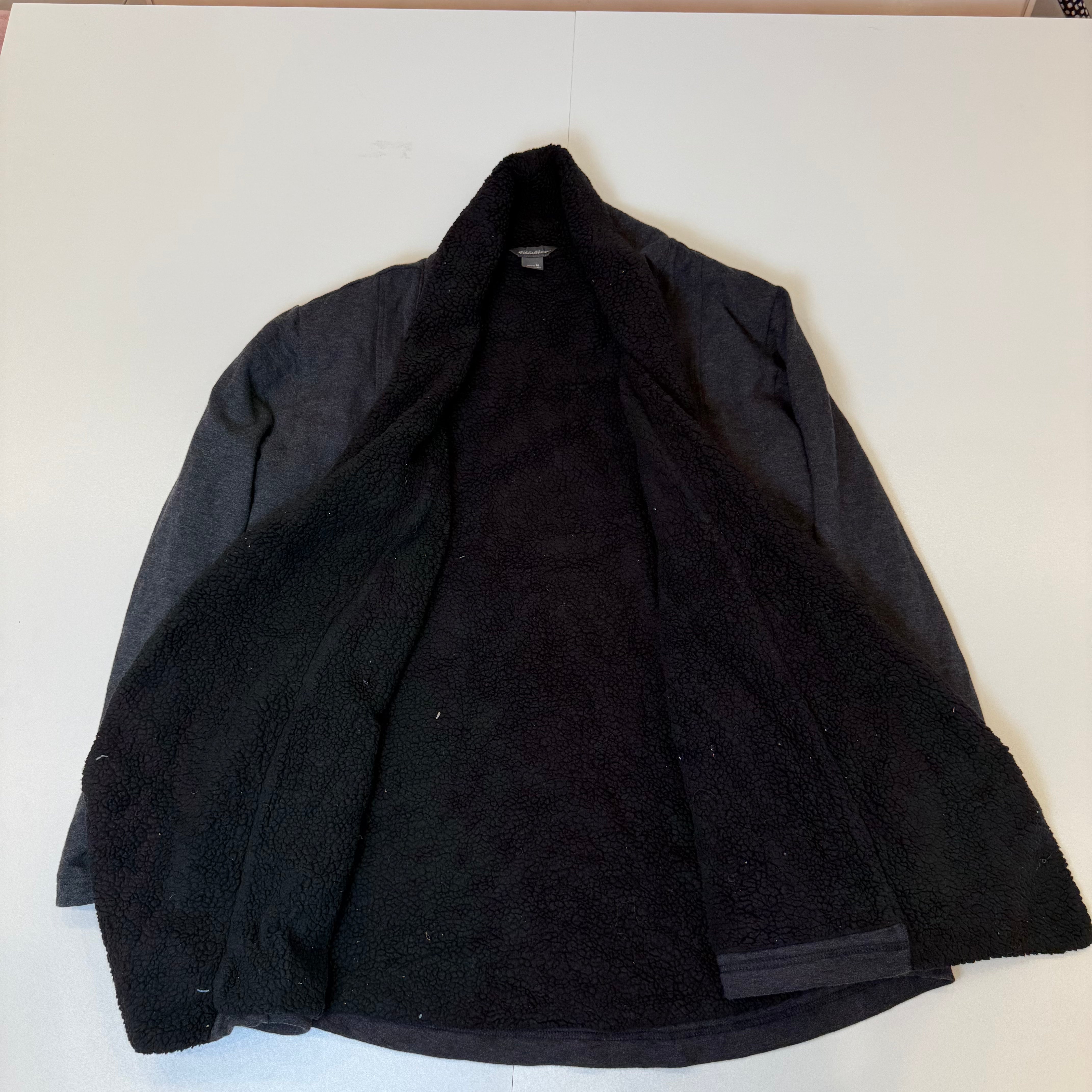 Eddie Bauer Grey Sherpa Lined Cardigan