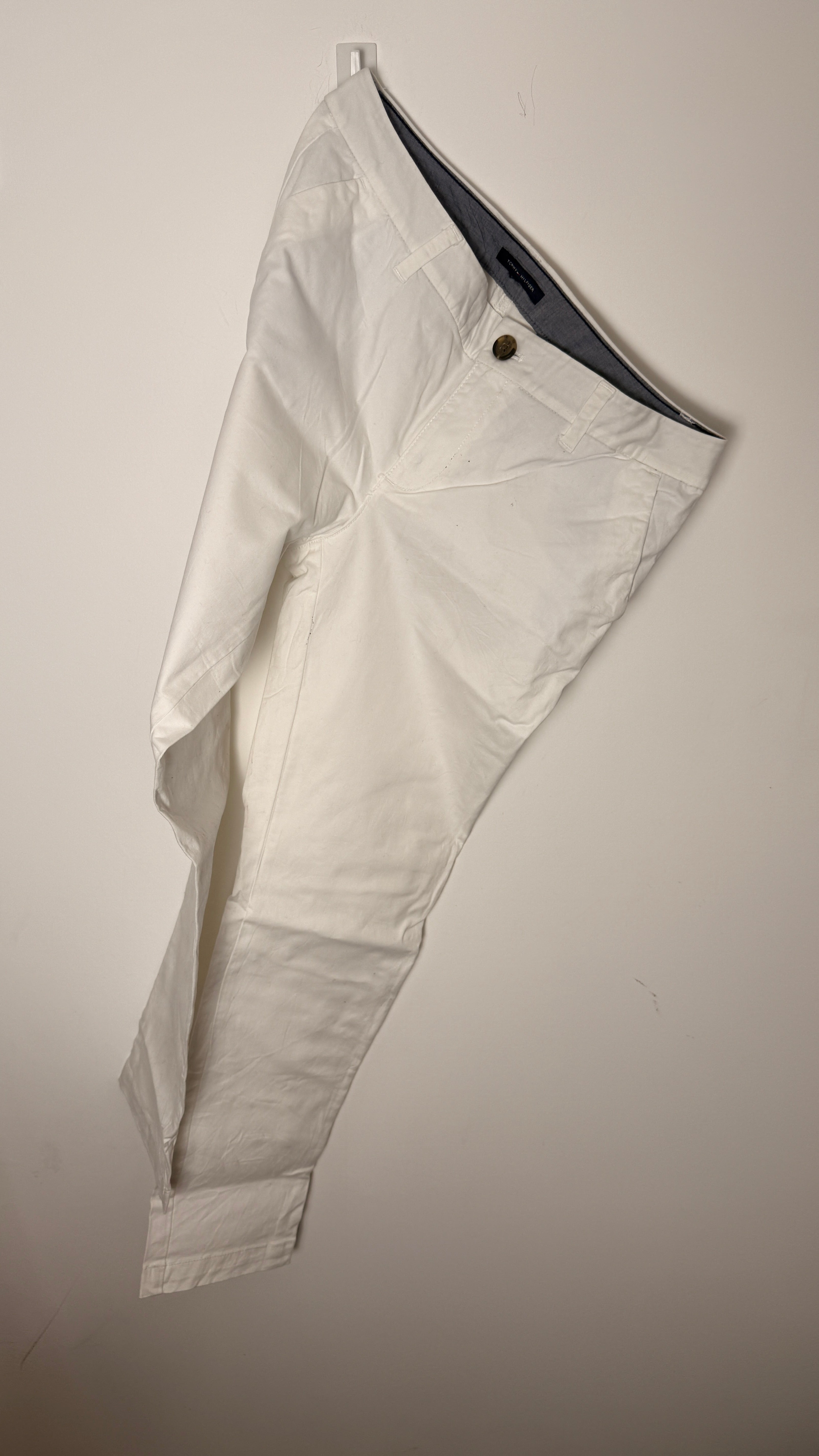 Tommy Hilfiger White Stretch Slim Ankle Trousers