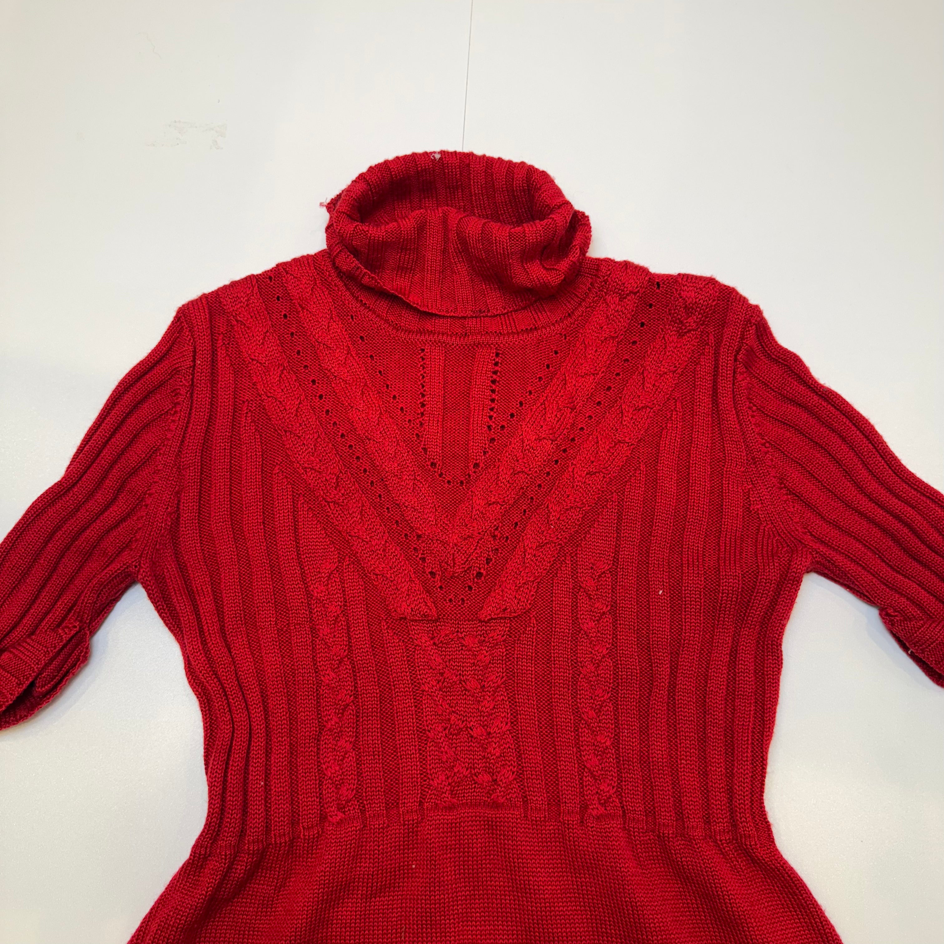Calvin Klein Knit Roll Neck Dress – Red