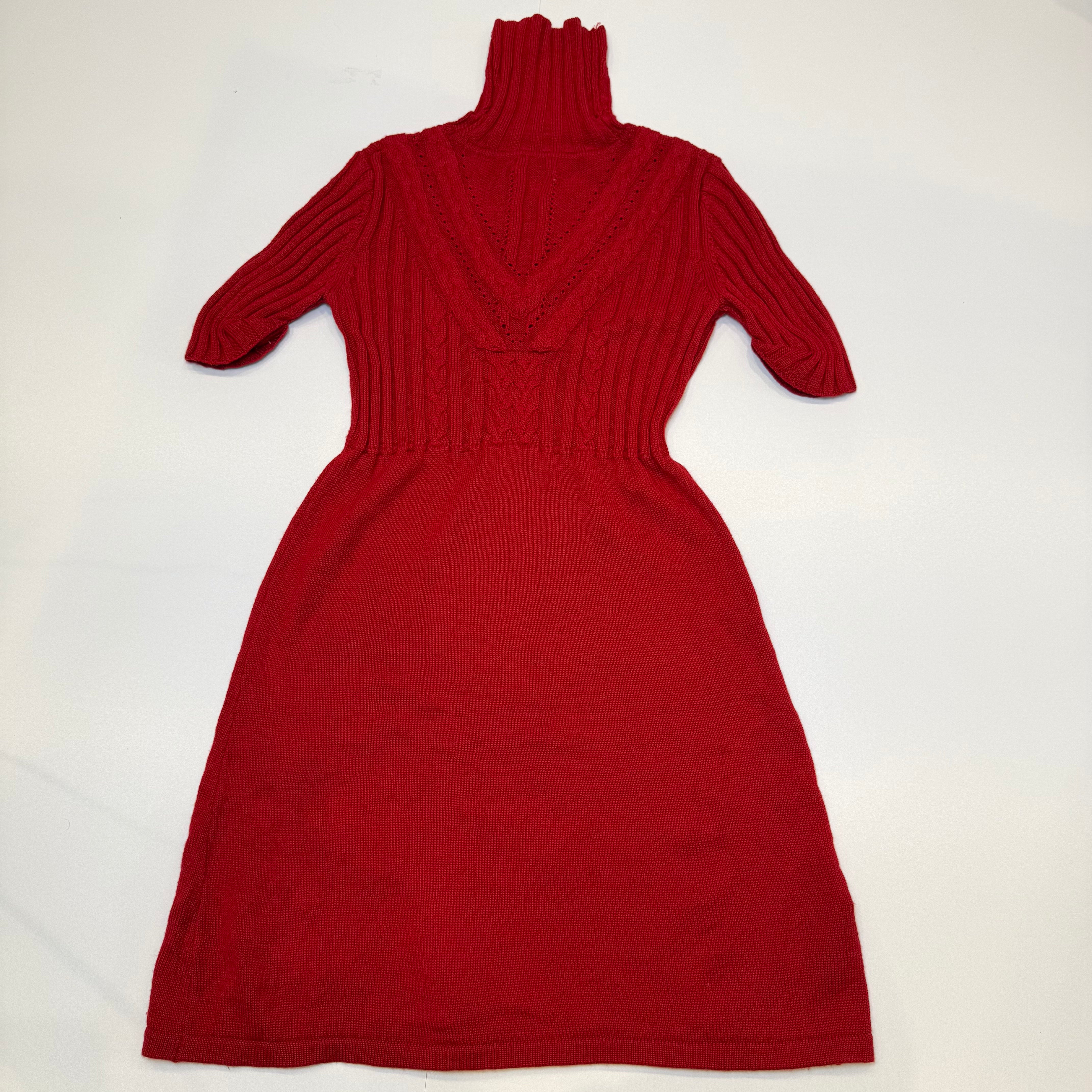 Calvin Klein Knit Roll Neck Dress – Red
