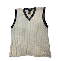 Lauren Ralph Lauren Cable Knit Sweater Vest White V-Neck
