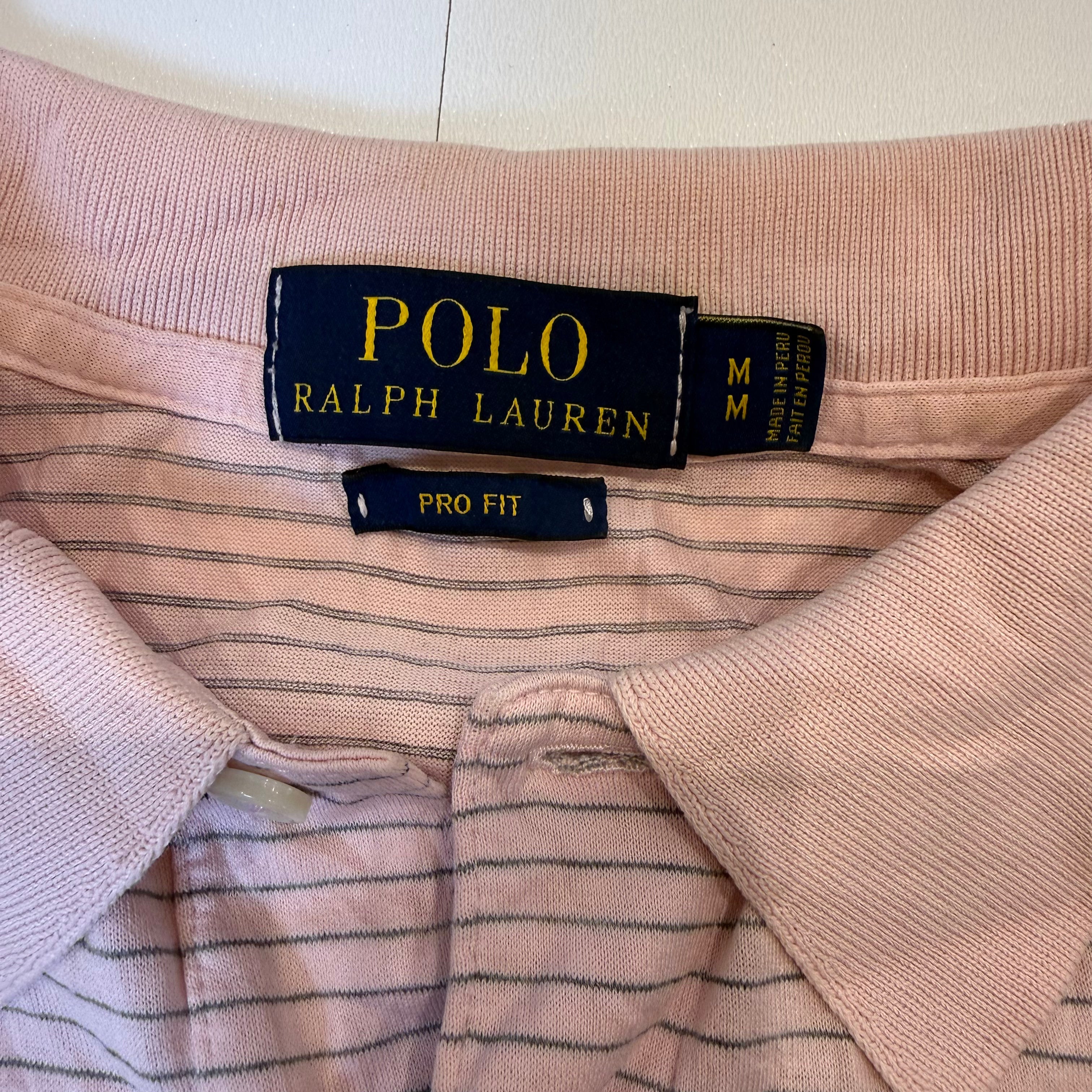 Polo Ralph Lauren Pink Striped Polo Shirt Pro Fit