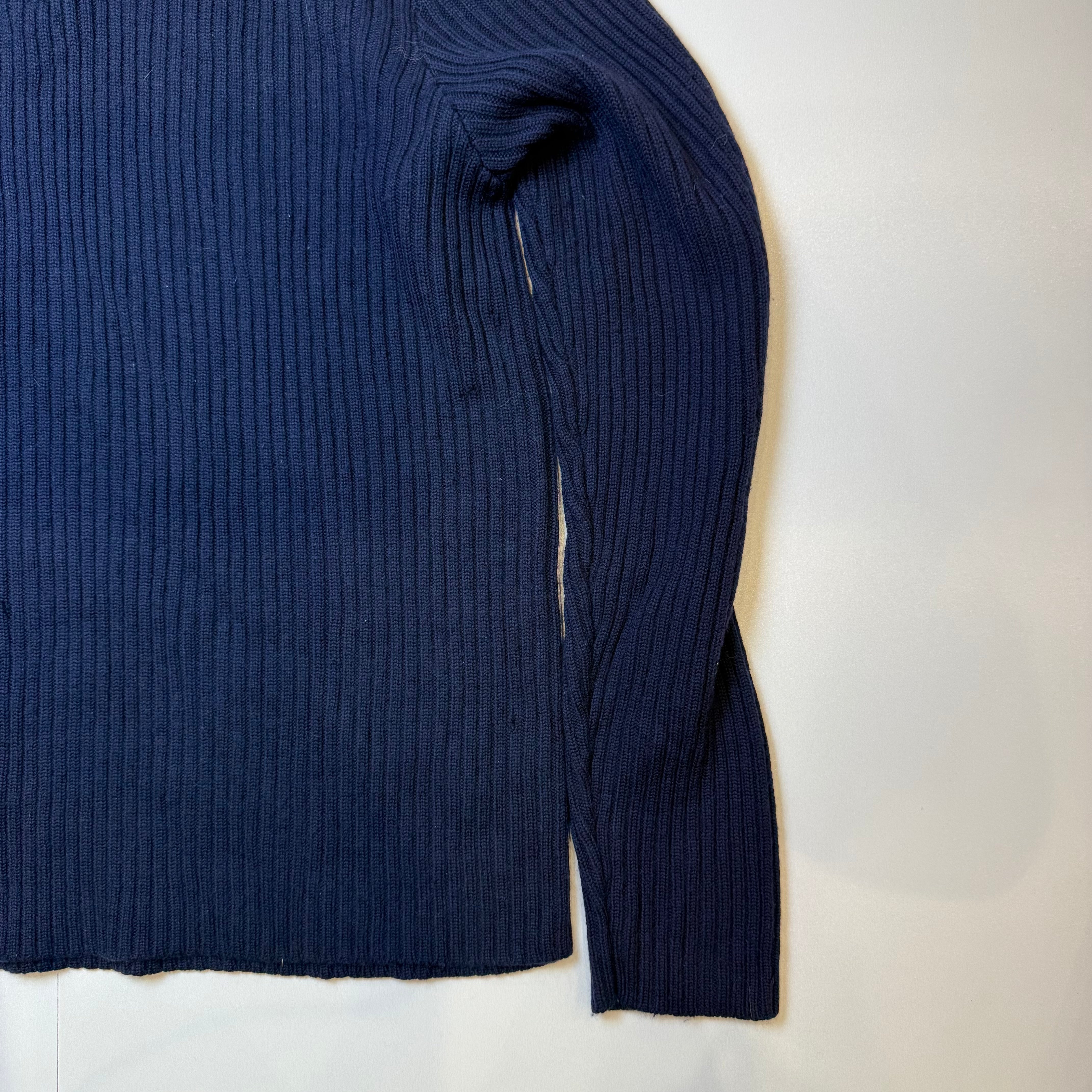 Polo Ralph Lauren Quarter Zip Ribbed Knit Jumper Blue