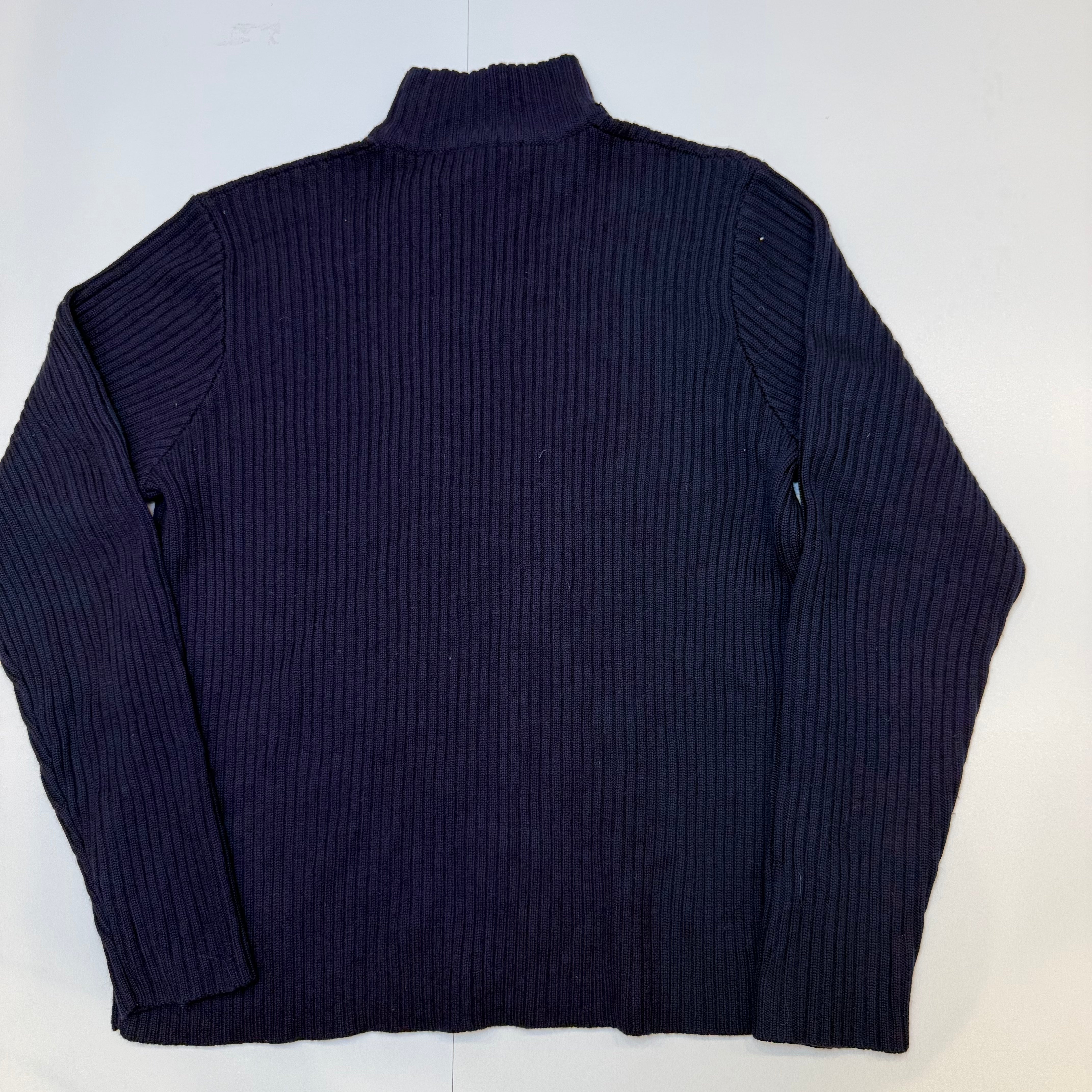 Polo Ralph Lauren Quarter Zip Ribbed Knit Jumper Blue