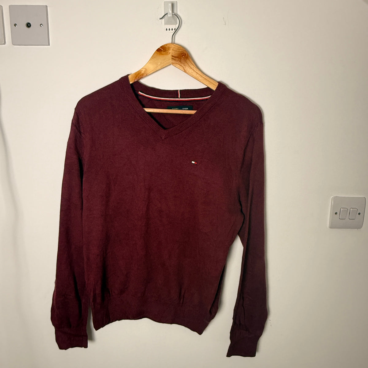 Tommy Hilfiger Burgundy V-Neck Jumper